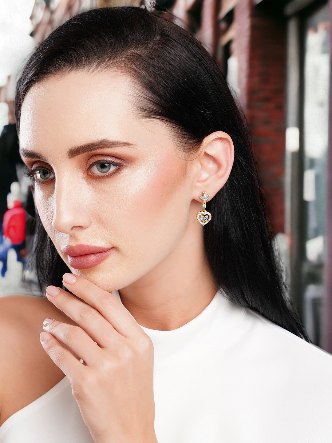 

HOT AND BOLD Gold-Plated Contemporary Zircon Drop Earrings