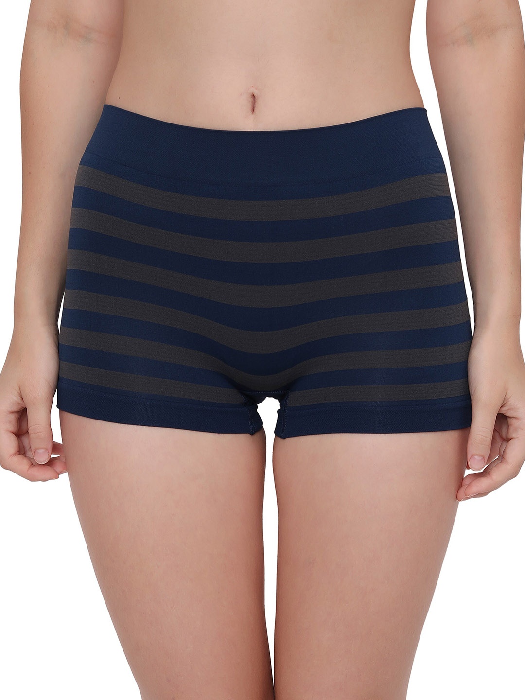 

PLUMBURY Women Striped Anti Microbial Boyshort Briefs, Blue