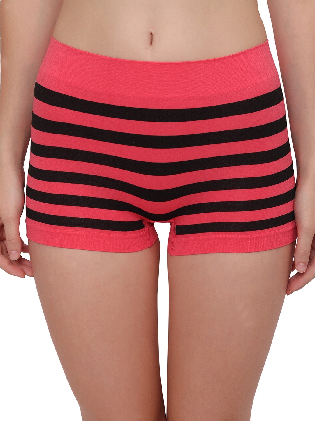 

PLUMBURY Women Striped Anti Microbial Boyshort Briefs, Pink