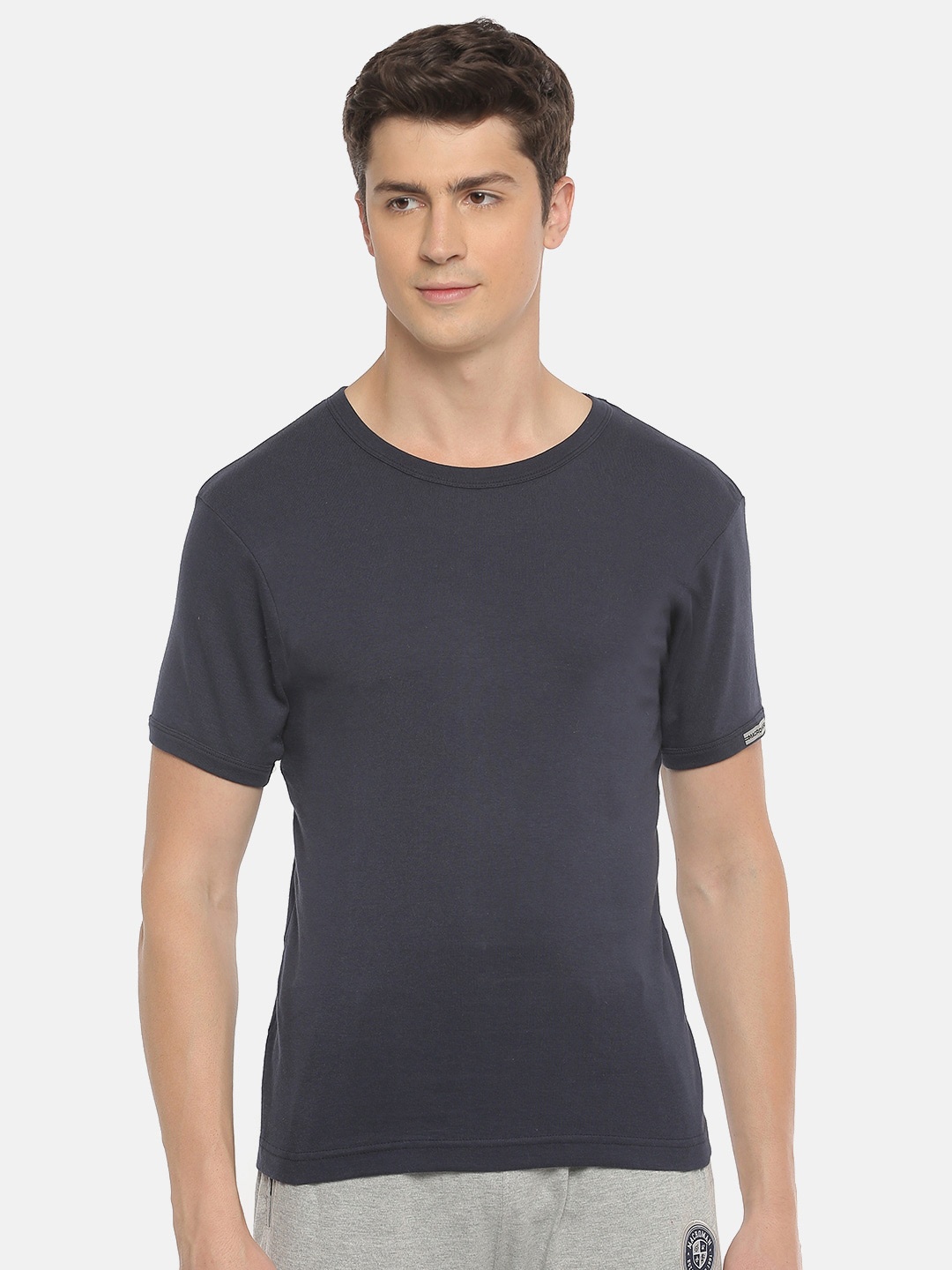 

Macroman M-Series Round Neck Regular Fit Pure Cotton T-shirt, Navy blue