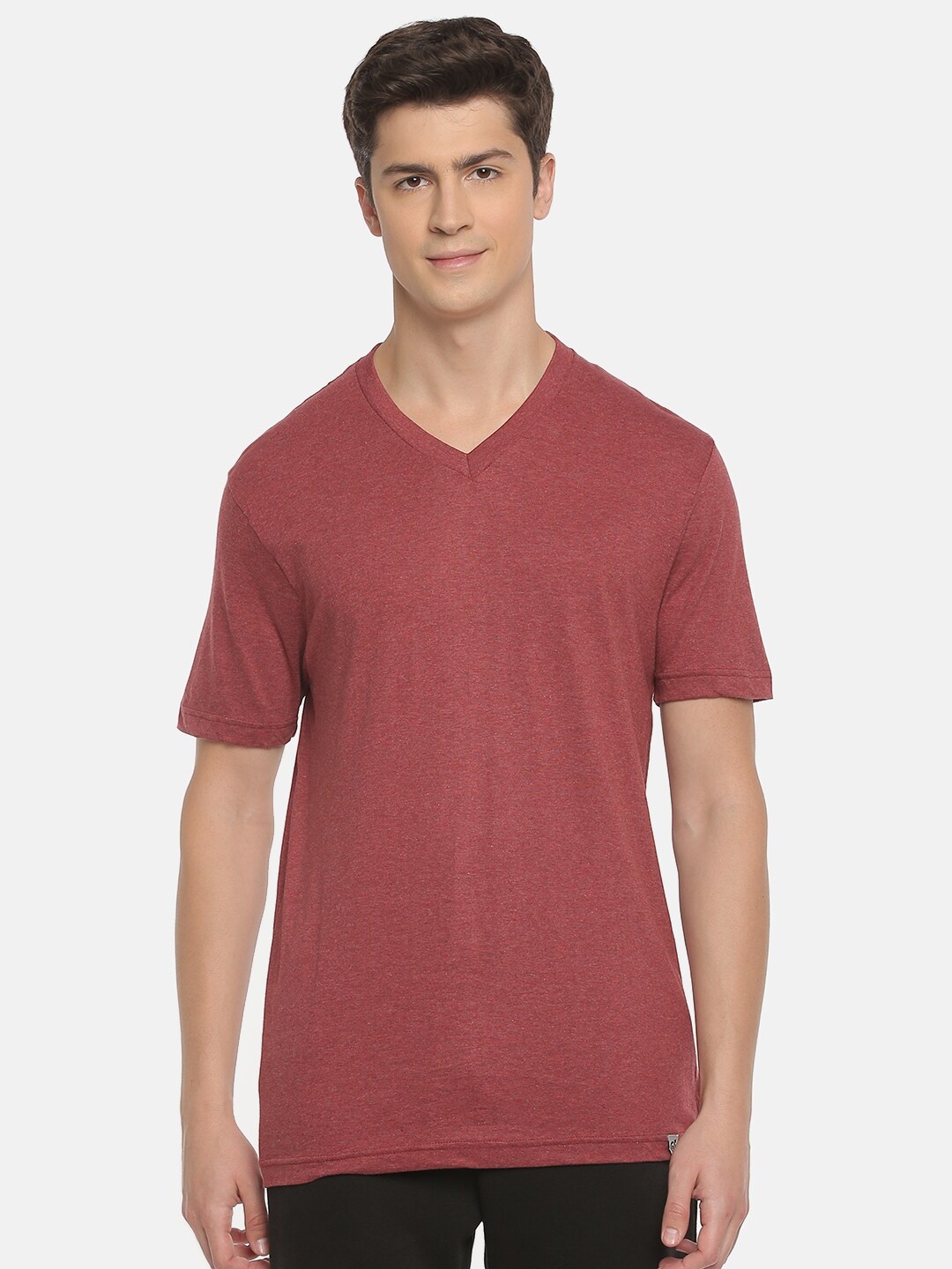 

Macroman M-Series Men Solid V-Neck T-shirt, Maroon