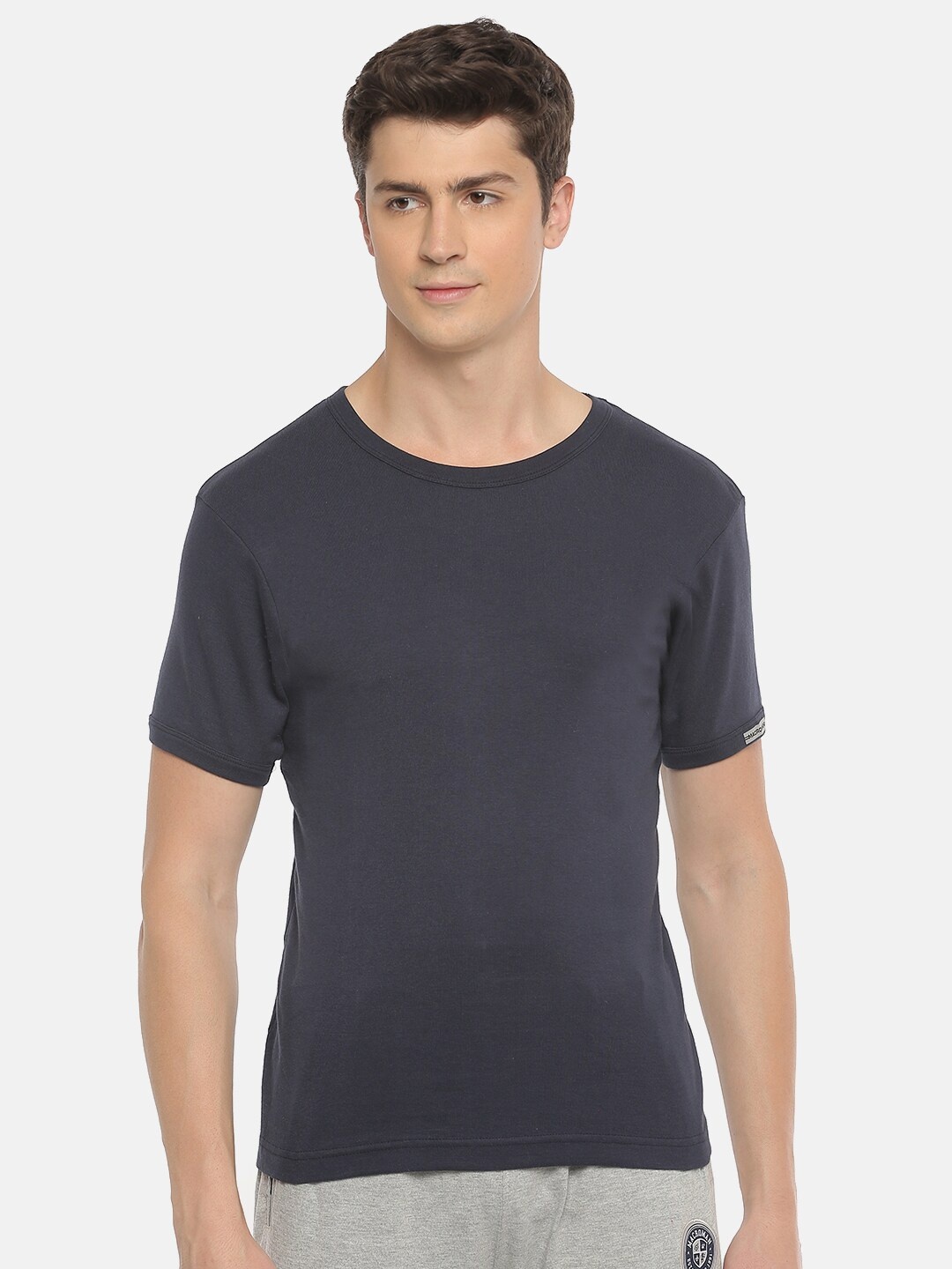 

Macroman M-Series Round Neck Regular Fit Pure Cotton T-shirt, Navy blue