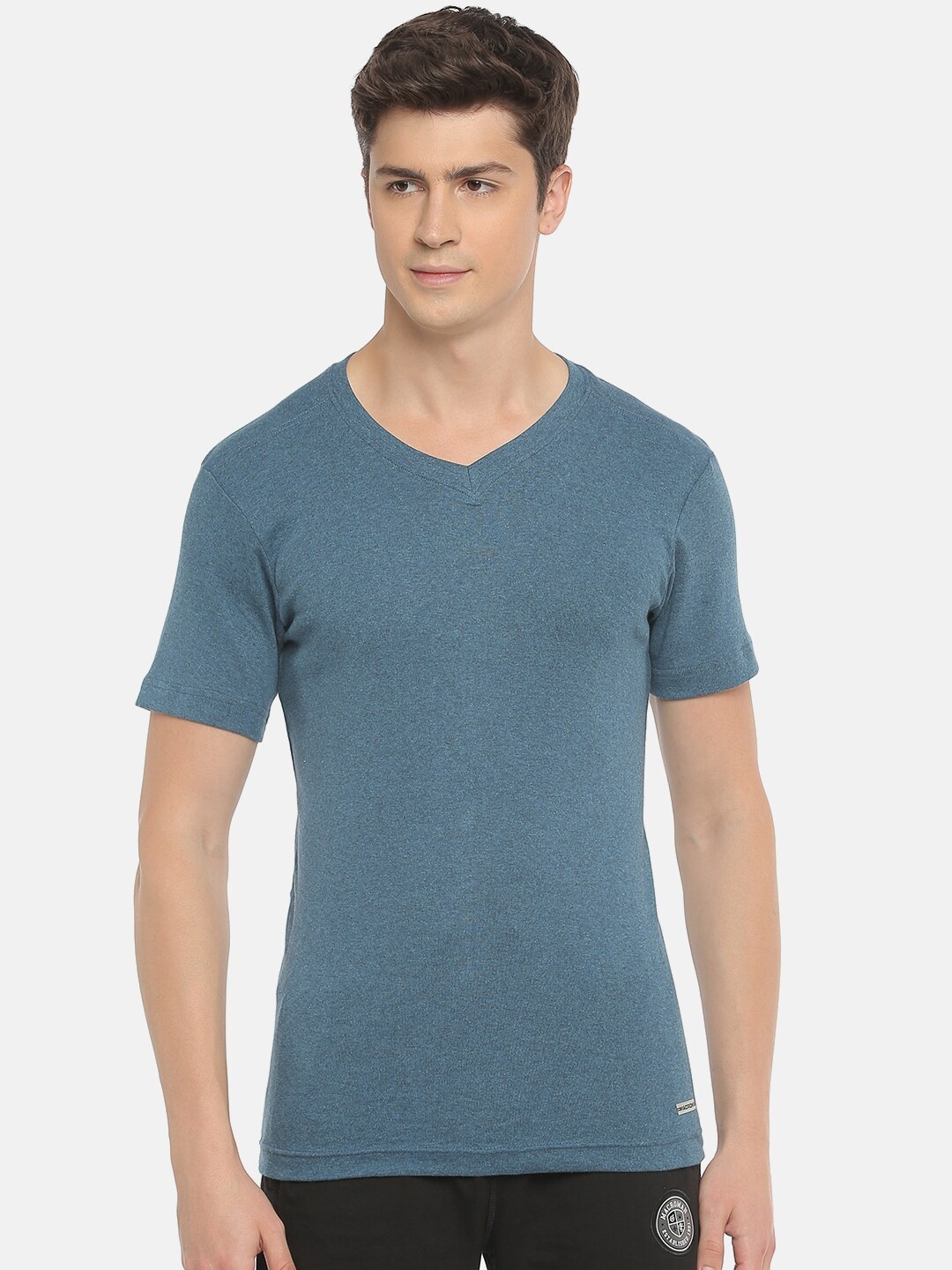 

Macroman M-Series Men Pure Cotton V-Neck T-shirt, Blue