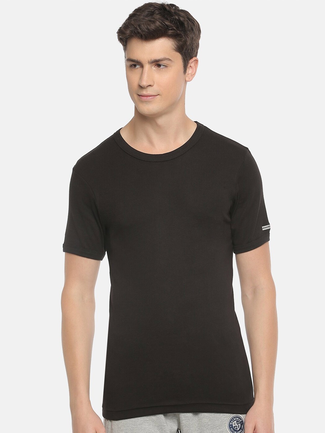 

Macroman M-Series Round Neck Regular Fit Pure Cotton T-shirt, Black