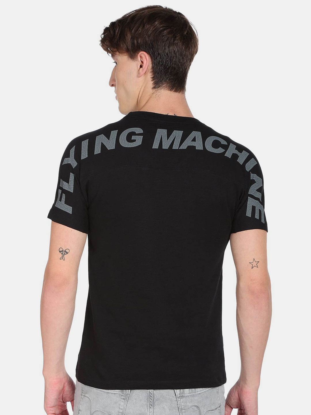 

Flying Machine Men Typography Printed Cotton T-shirt, Black
