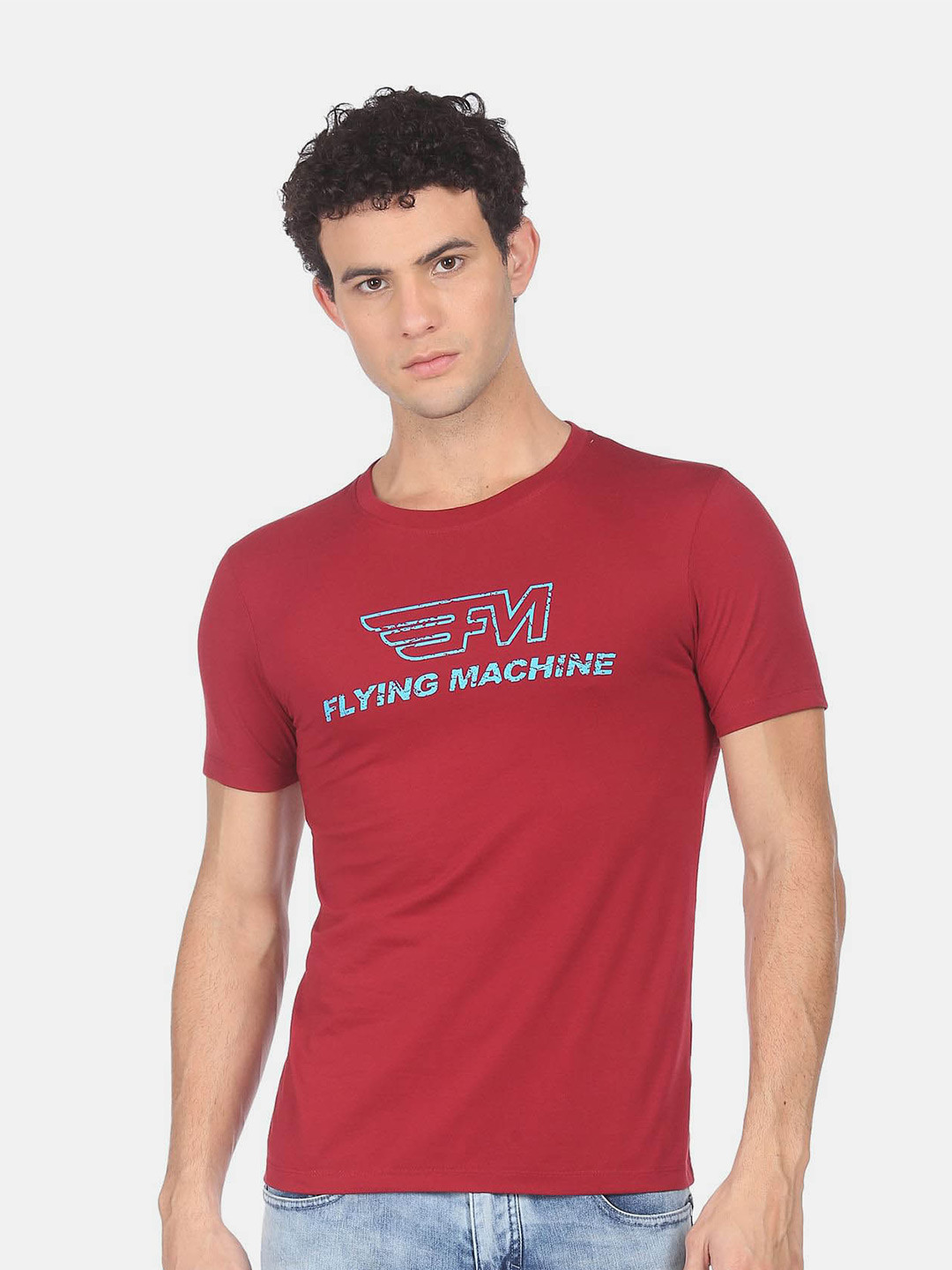 

Flying Machine Men Typography Printed T-shirt, Red