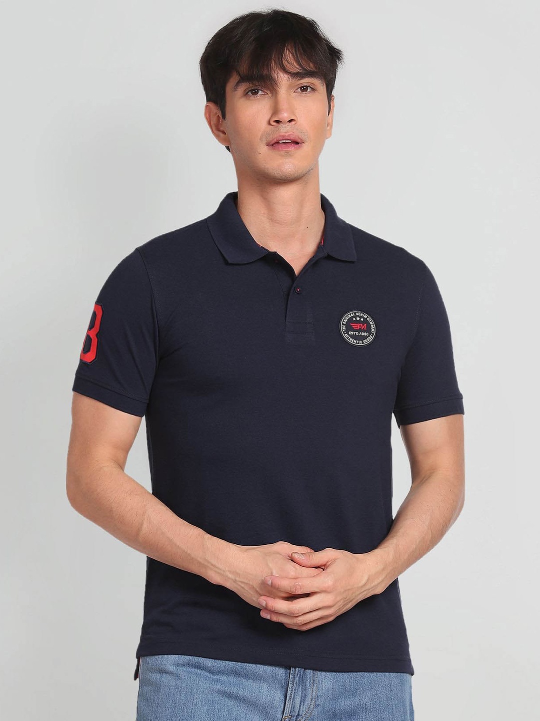 

Flying Machine Polo Collar Regular T-Shirt, Navy blue