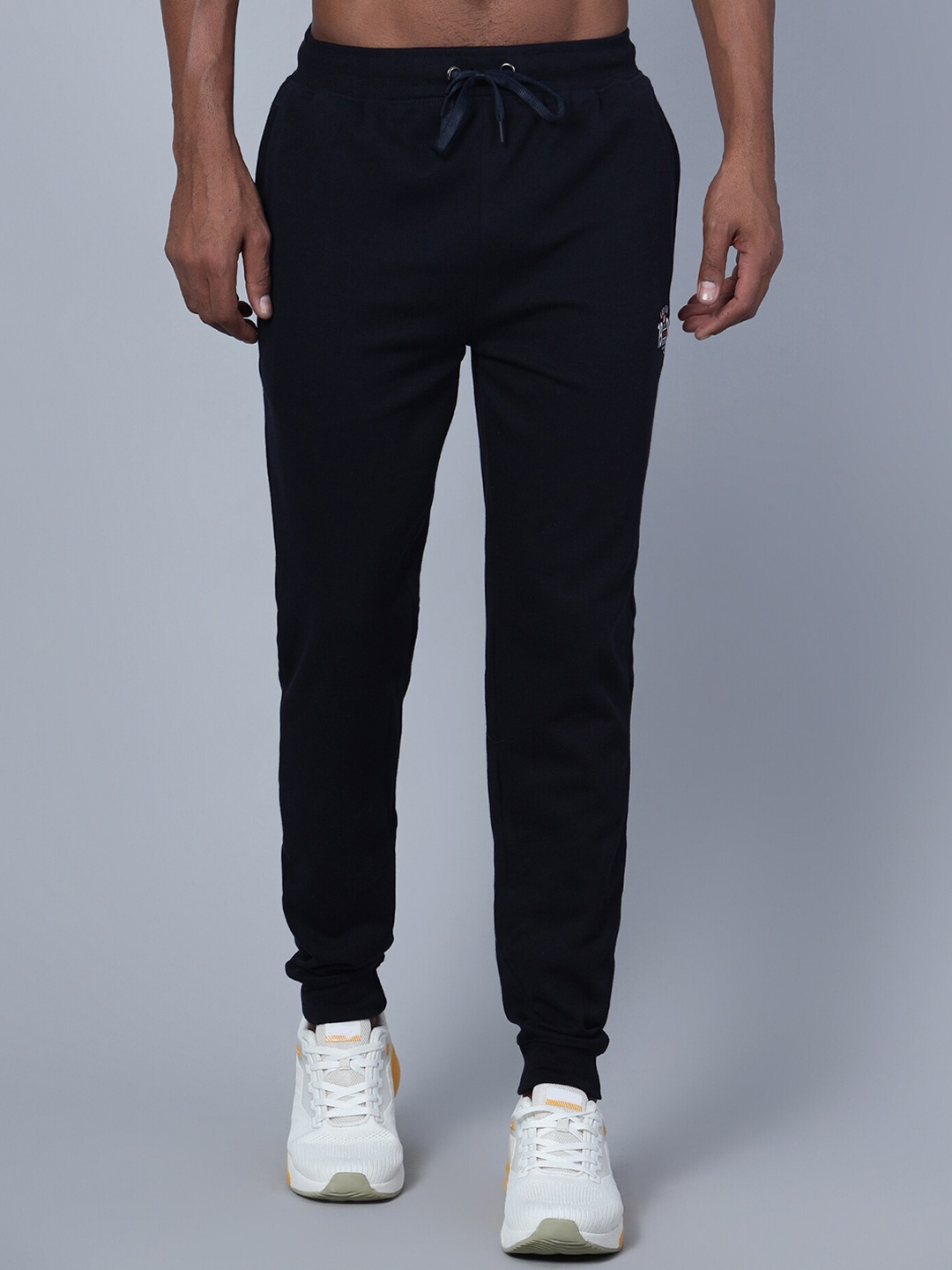 

Cantabil Men Regular Fit Mid-Rise Sports Joggers, Navy blue
