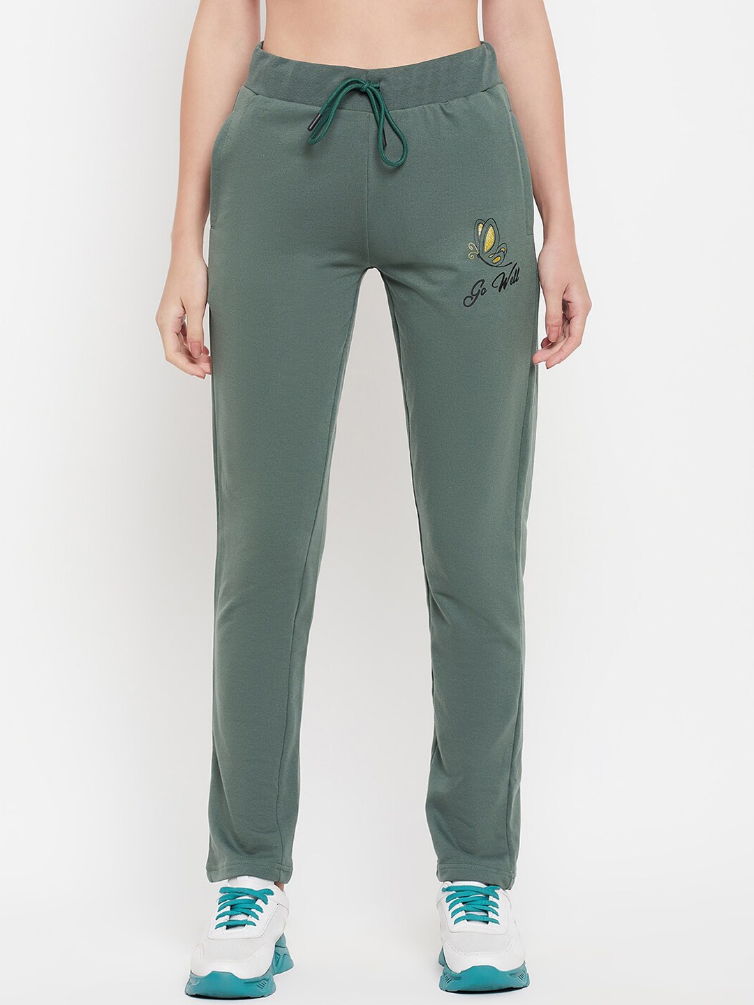

Cantabil Women Graphic Printed Track Pants, Green