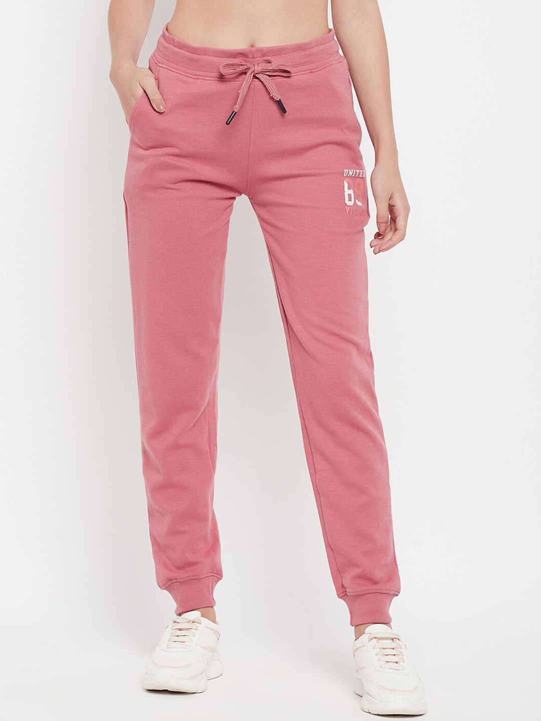 

Cantabil Women Typography Printed Joggers, Pink