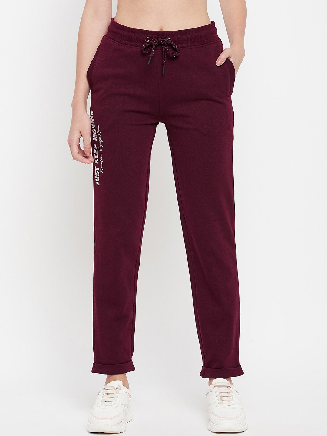 

Cantabil Women Typography Printed Track Pants, Maroon