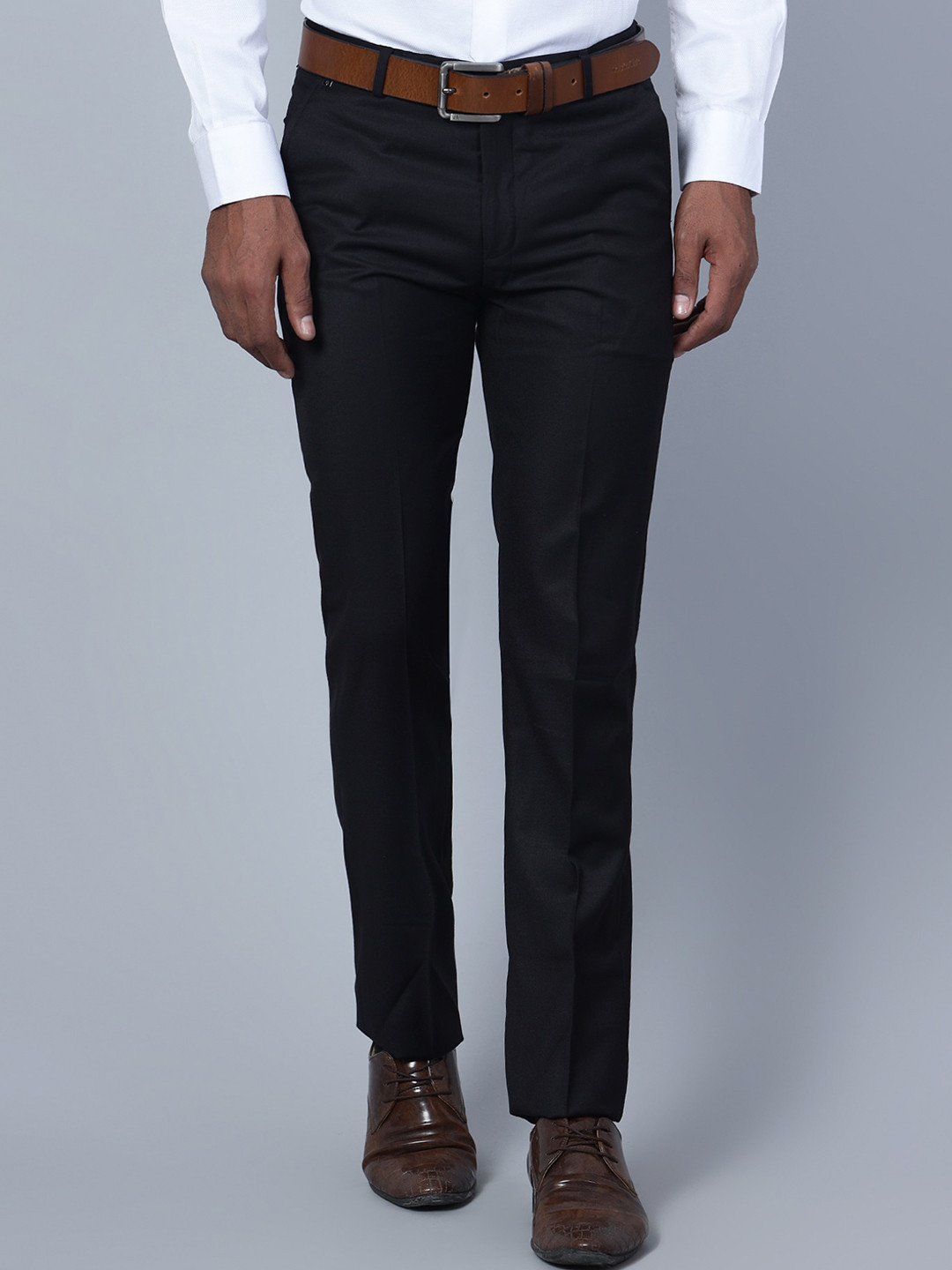 

Cantabil Men Mid-Rise Formal Trousers, Black