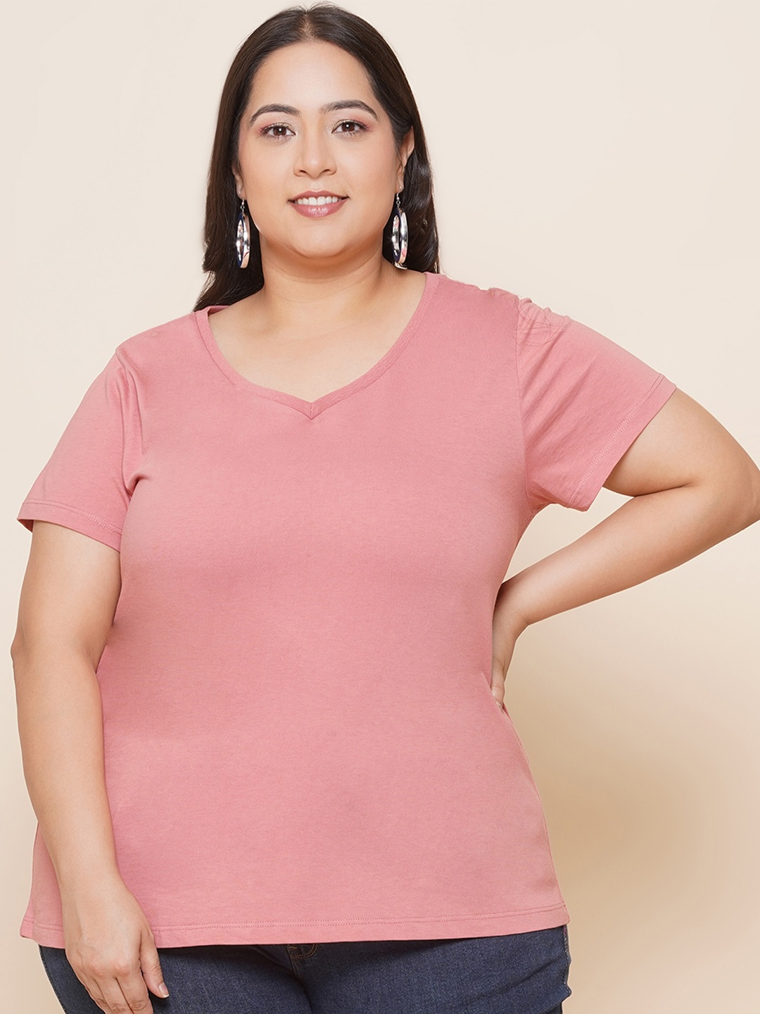 

Kiaahvi by JOHN PRIDE Plus Size Pure Cotton T-shirt, Pink