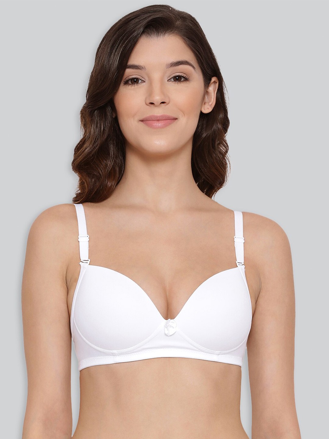 

LYRA Combed Cotton Seamless Wrinkle-Free Cups Bra with Detachable Straps, White