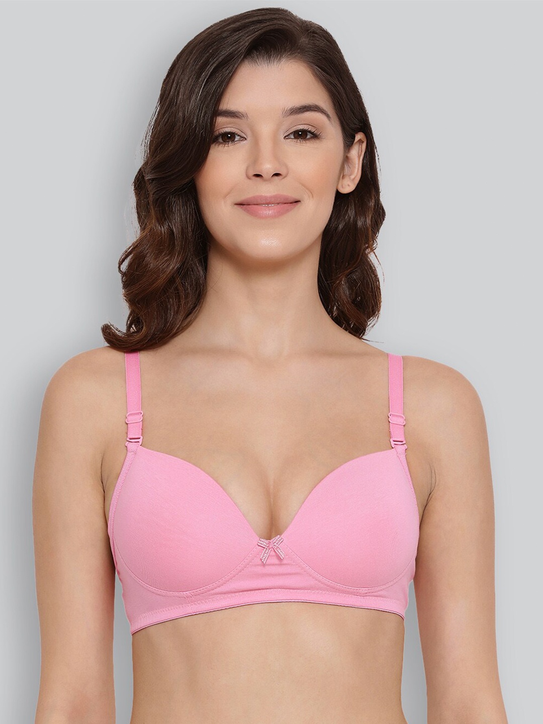

LYRA Combed Cotton Seamless Wrinkle-Free Cups Bra with Detachable Straps, Pink