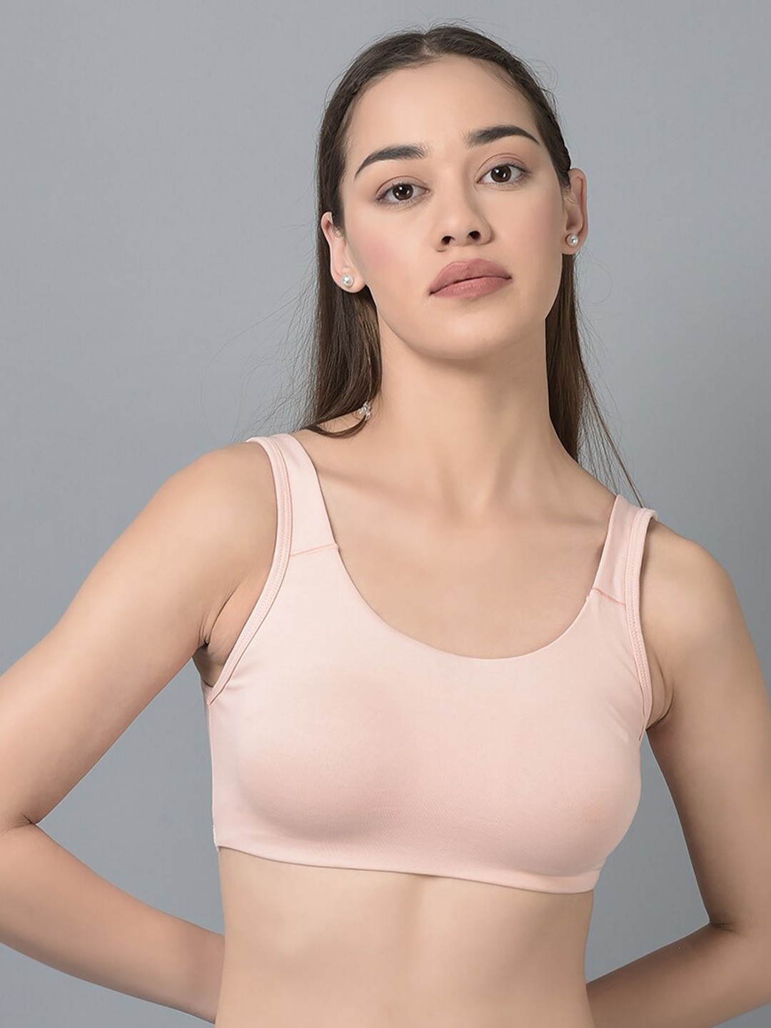 

Dollar Missy Pack of 1 Combed Cotton with Stretchy Elastane Wire-Free Moulded Sports Bra, Pink