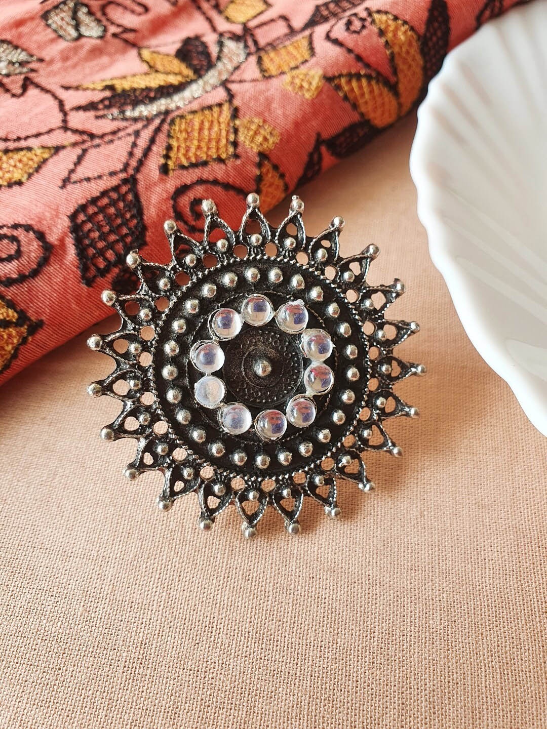 

Infuzze Silver-Plated Stone-Studded Ring