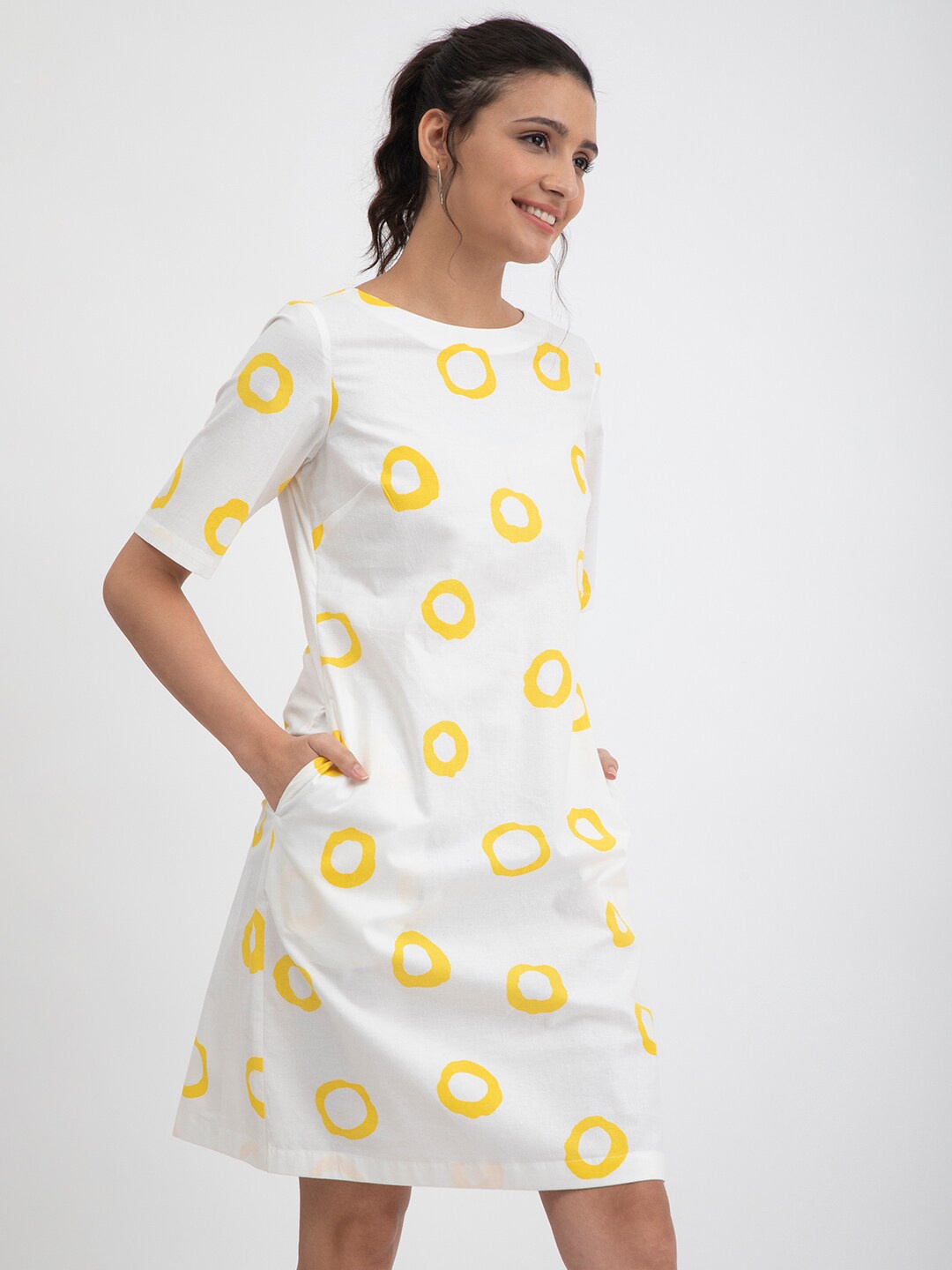 

Pink Fort Lavender Polka Dot Print A-Line Dress