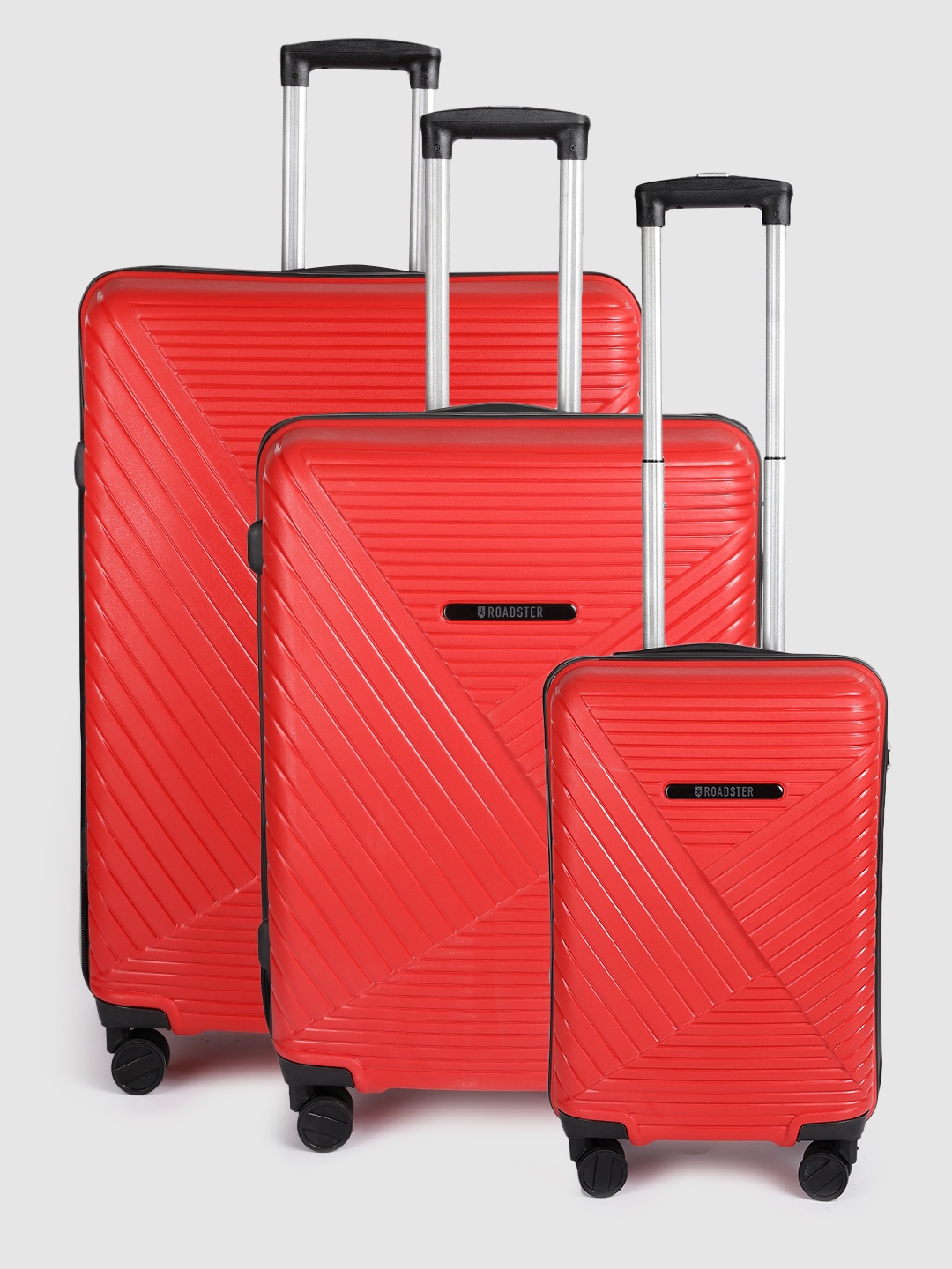 

Roadster Arrow Set of 3 Textured Hard-Sided Trolley Bags, Red