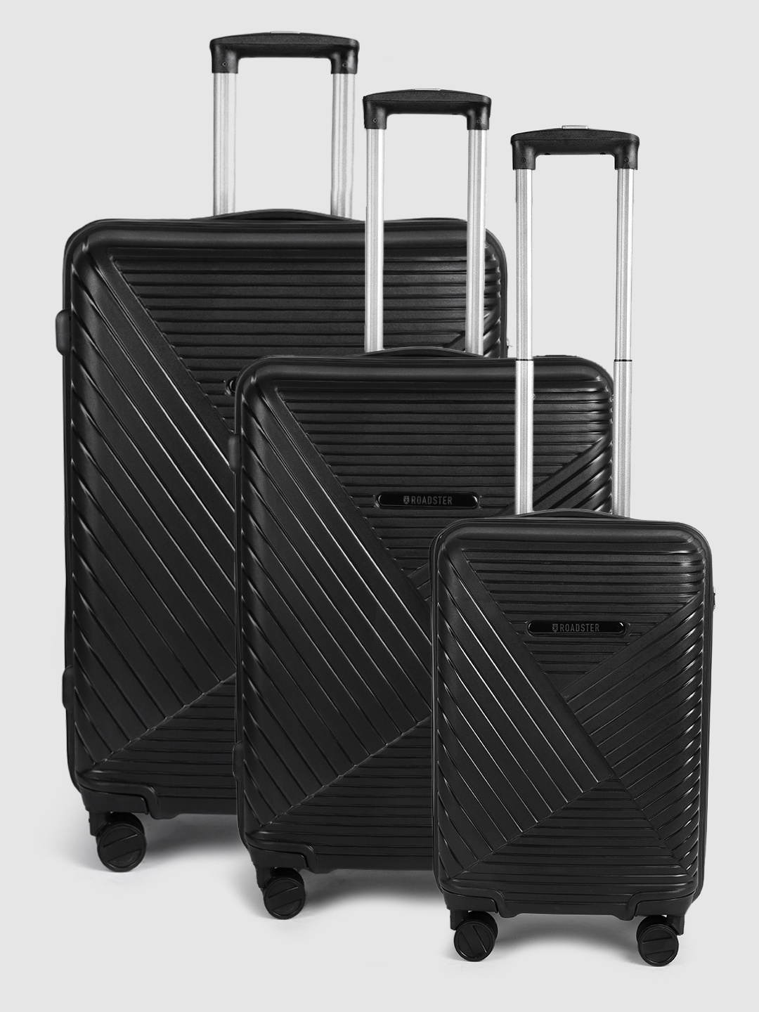 

Roadster Set of 3 Textured Hard-Sided Trolley Bags, Black