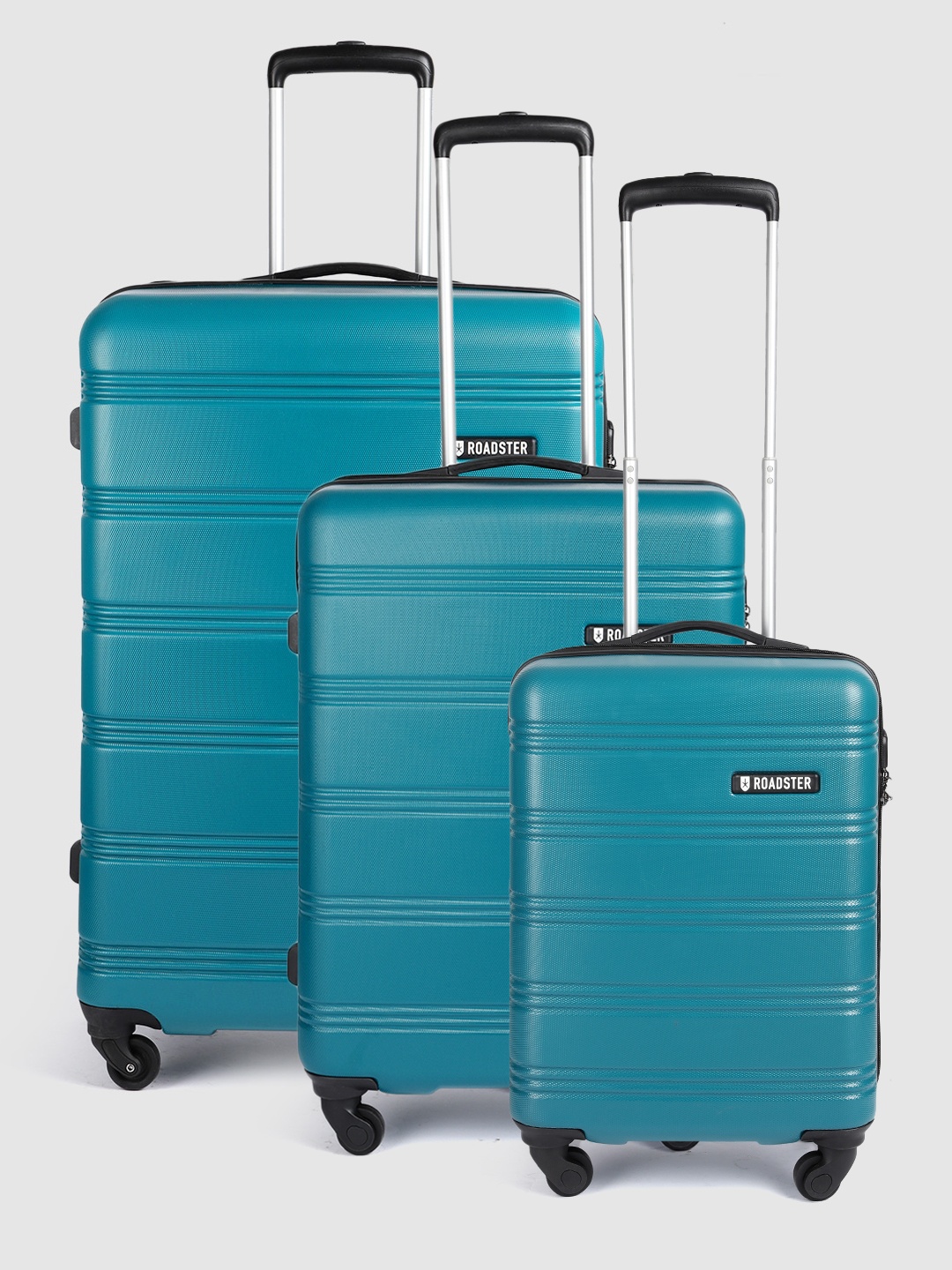 

Roadster Set of 3 Textured Hard-Sided Trolley Bags, Teal
