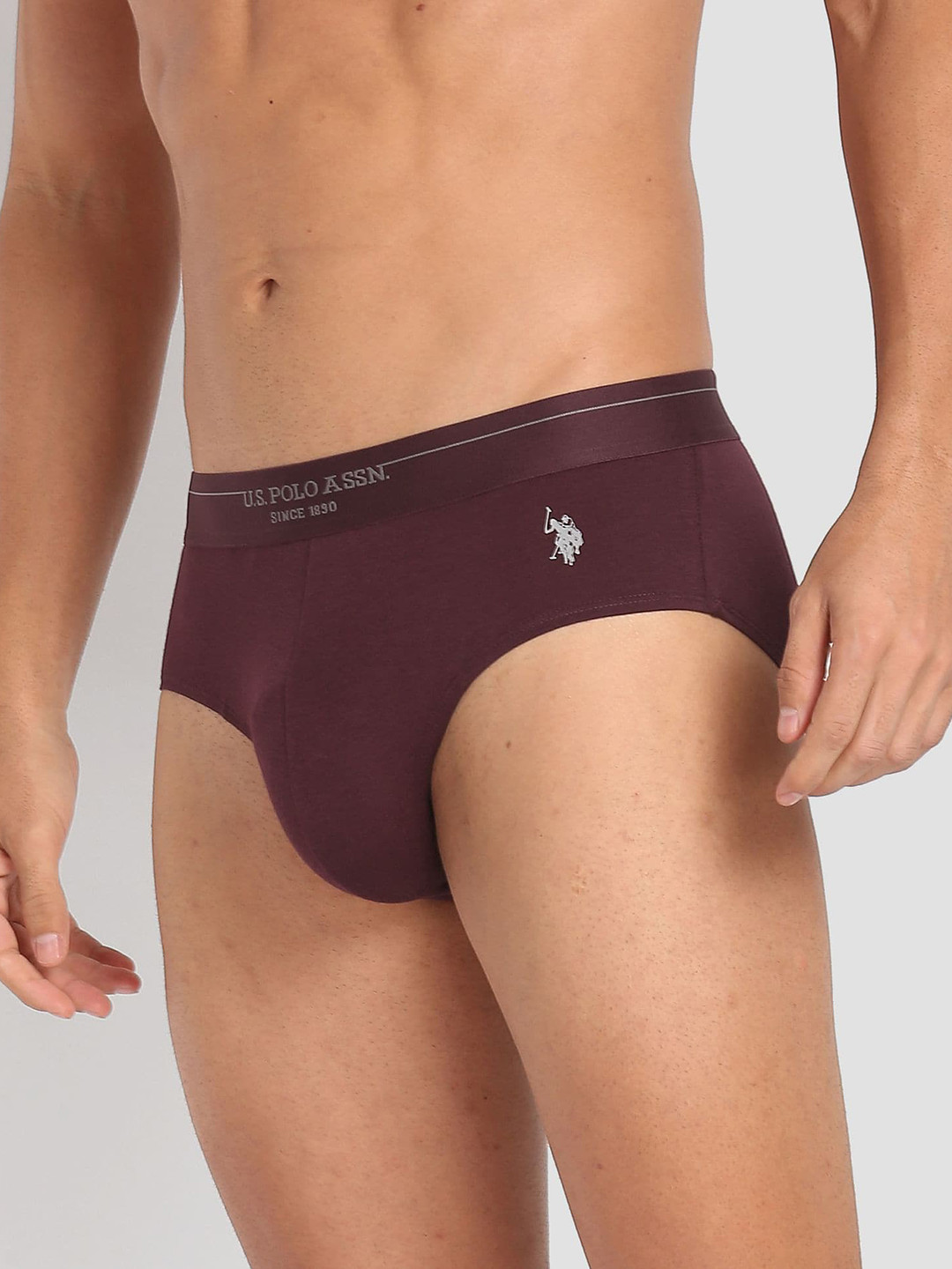 

U.S. Polo Assn. Men Mid-Rise Antibacterial Basic Briefs, Maroon