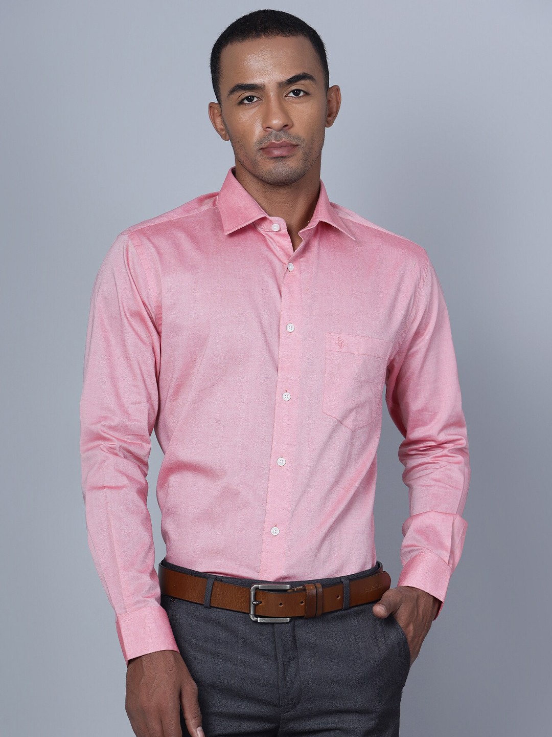 

Cantabil Smart Spread Collar Cotton Formal Shirt, Pink