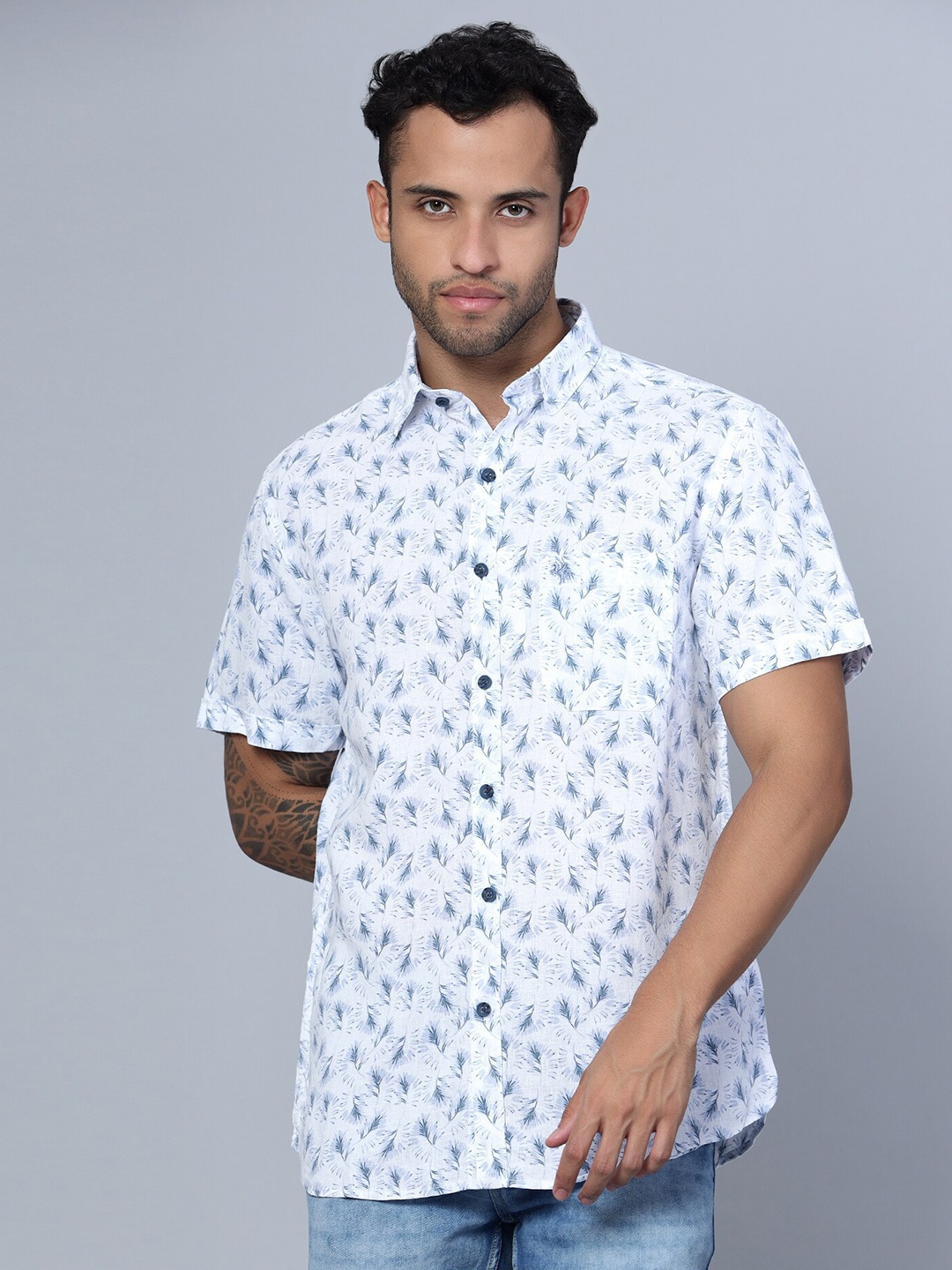 

Cantabil Smart Floral Printed Casual Shirt, Blue