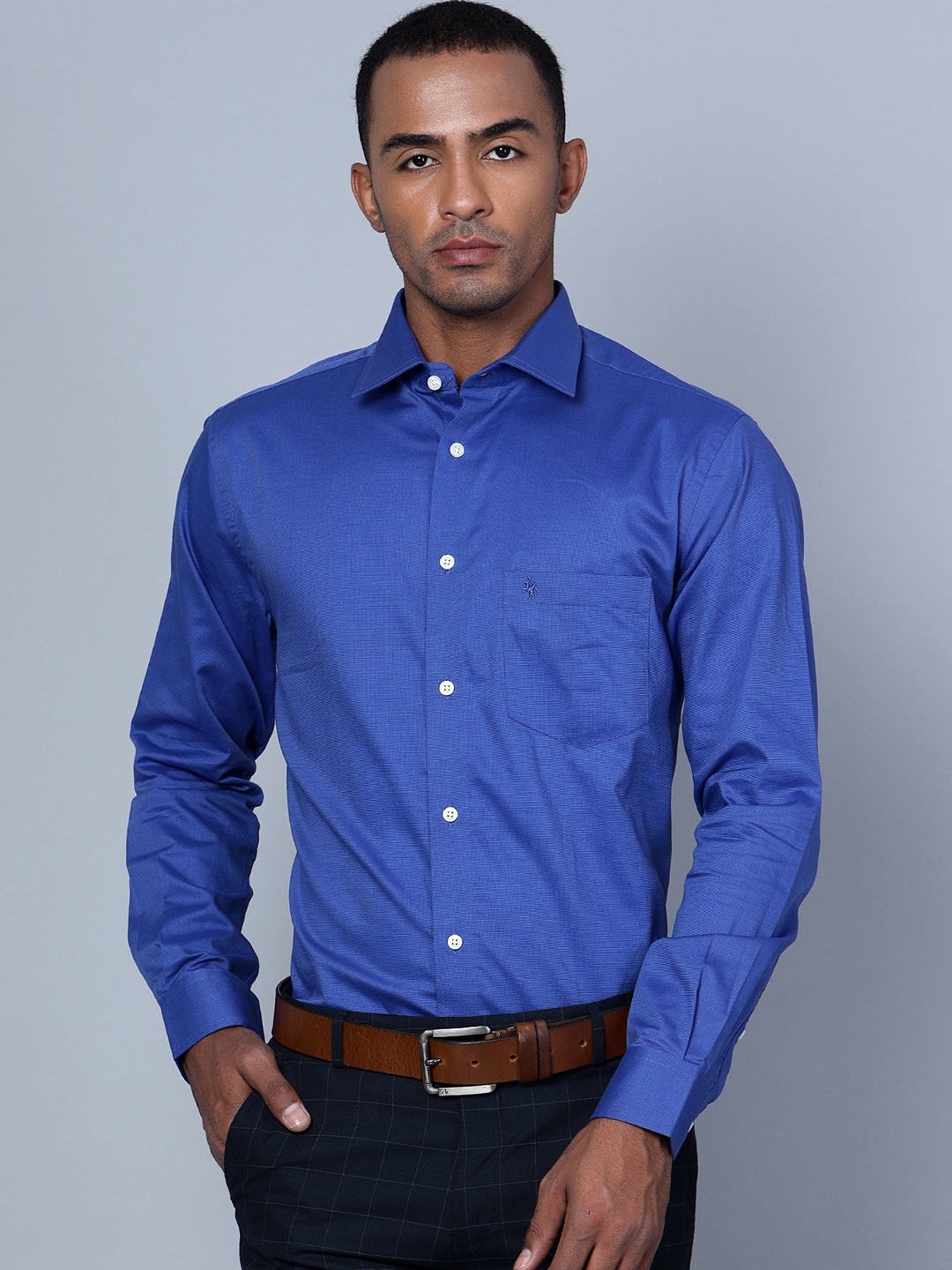 

Cantabil Smart Spread Collar Cotton Formal Shirt, Blue