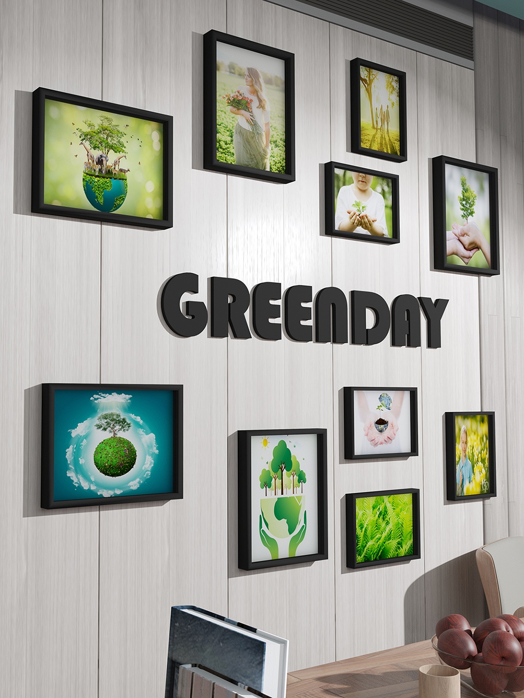 

RANDOM Black 10 Pieces 3D Collage Wooden Photo Frames With Plaque