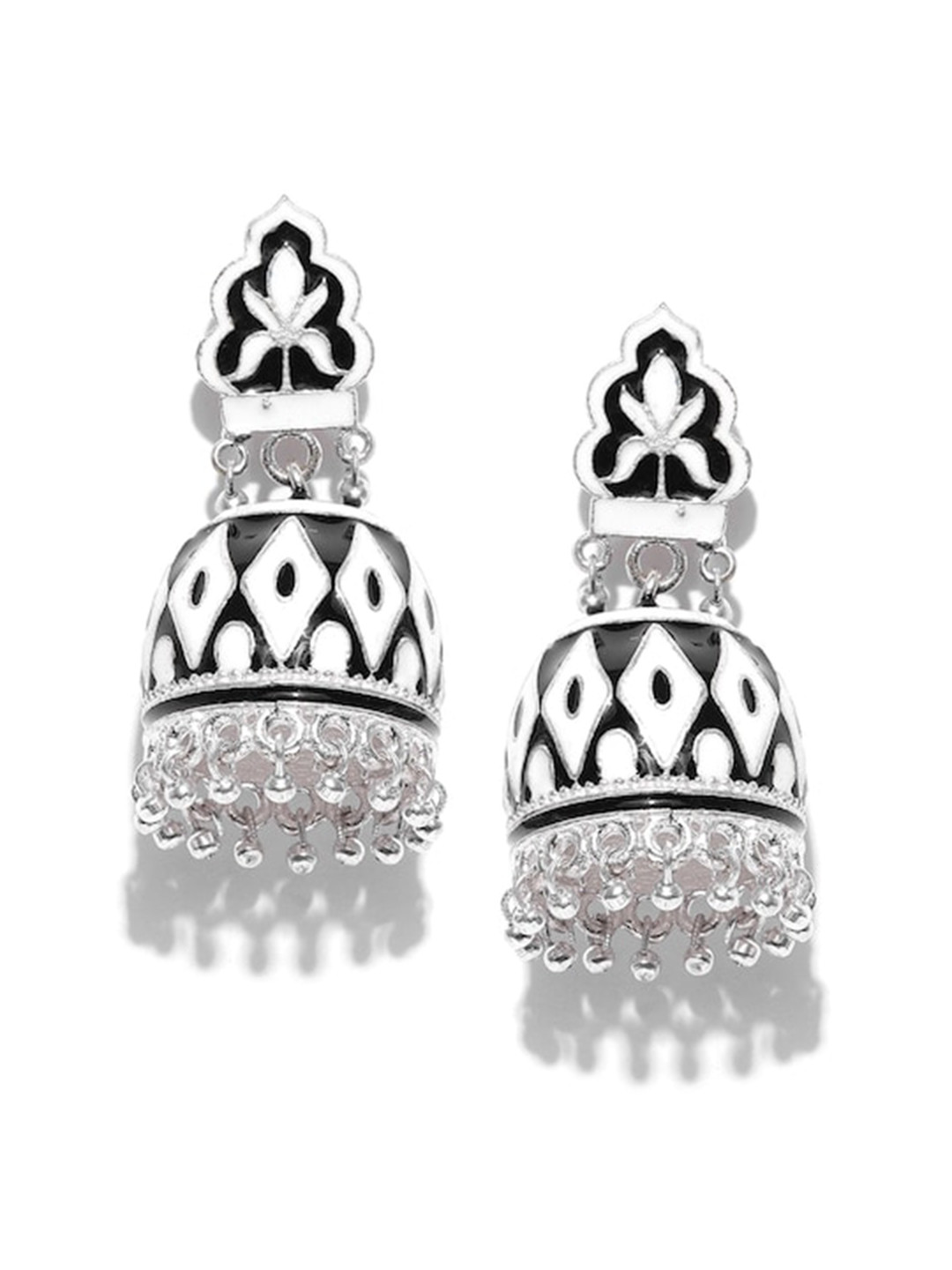 

Infuzze Silver-Plated Contemporary Jhumkas Earrings