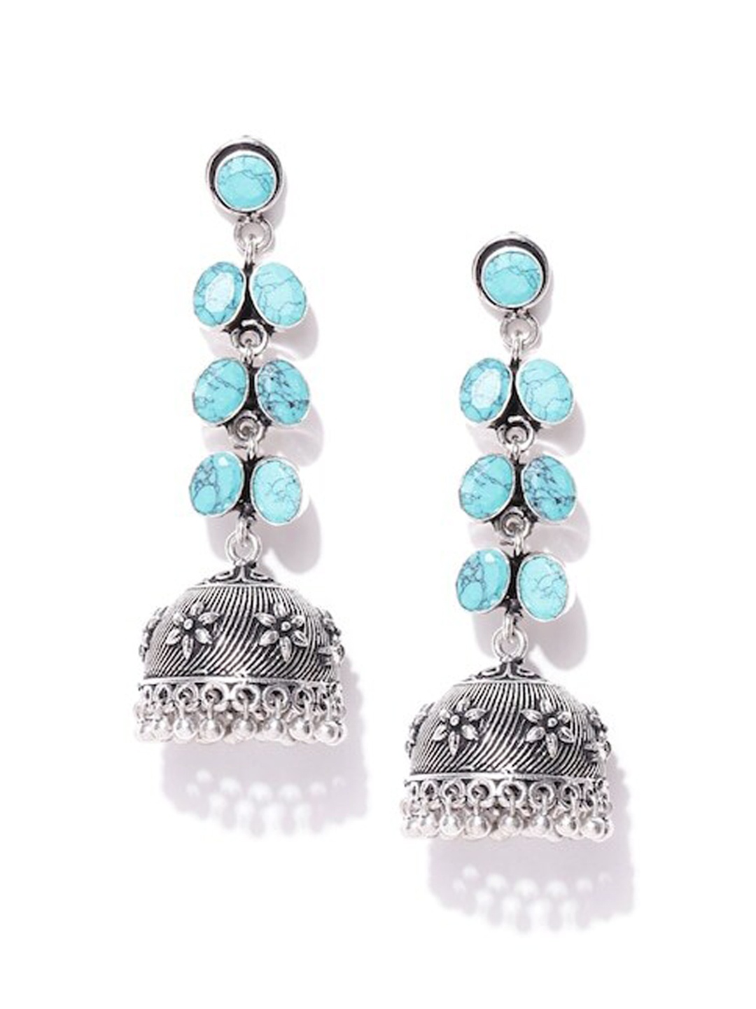 

Infuzze Silver-Plated Contemporary Jhumkas Earrings