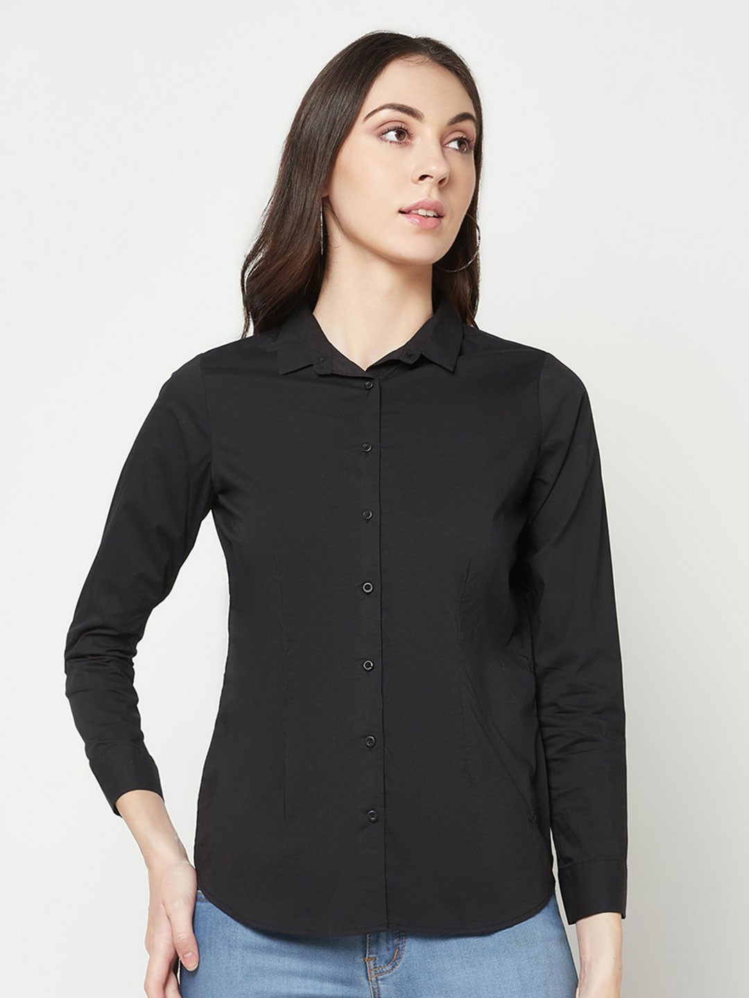 

Crimsoune Club Spread Collar Slim Fit Casual Shirt, Black
