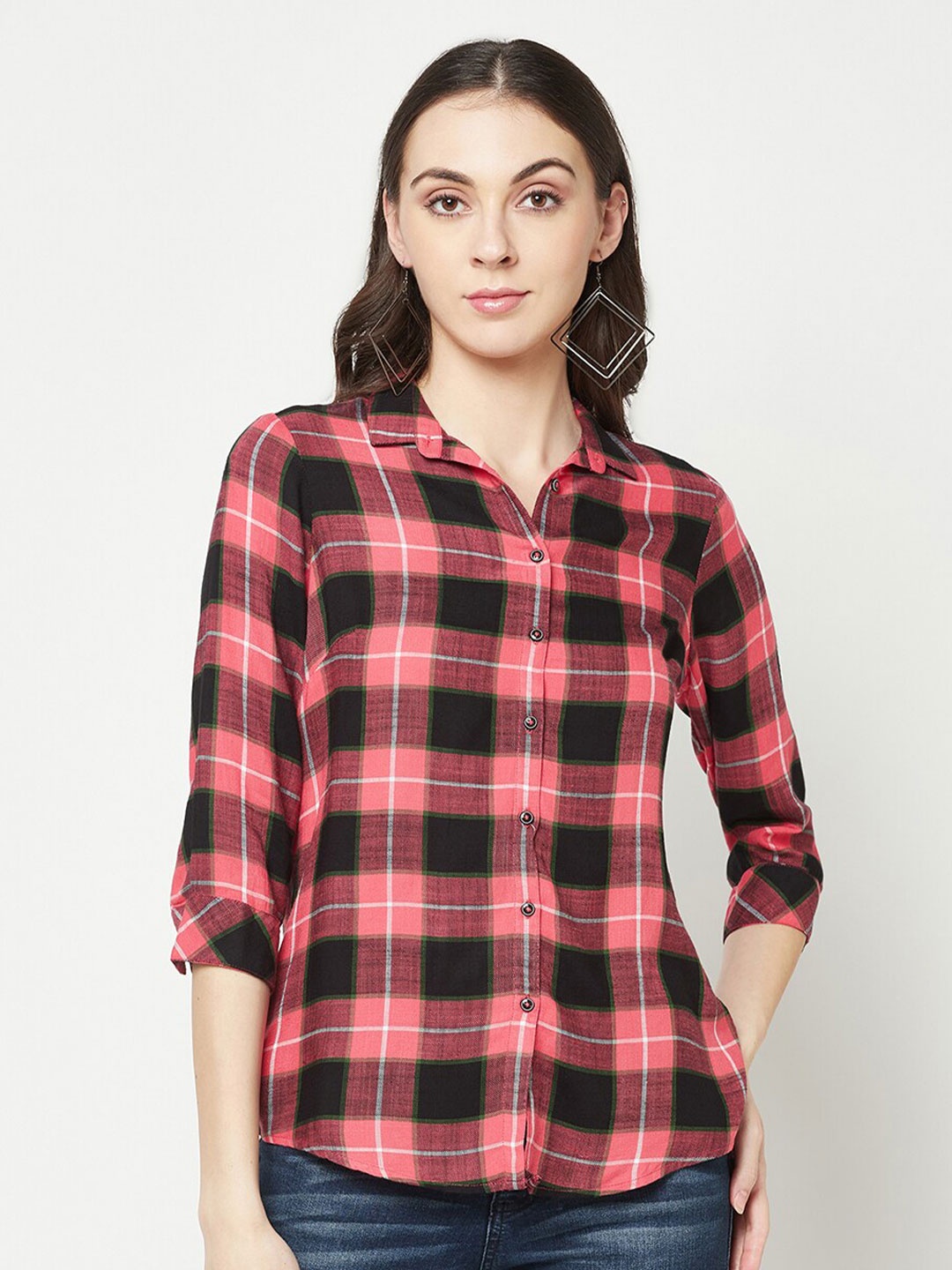 

Crimsoune Club Tartan Checked Slim Fit Casual Shirt, Red