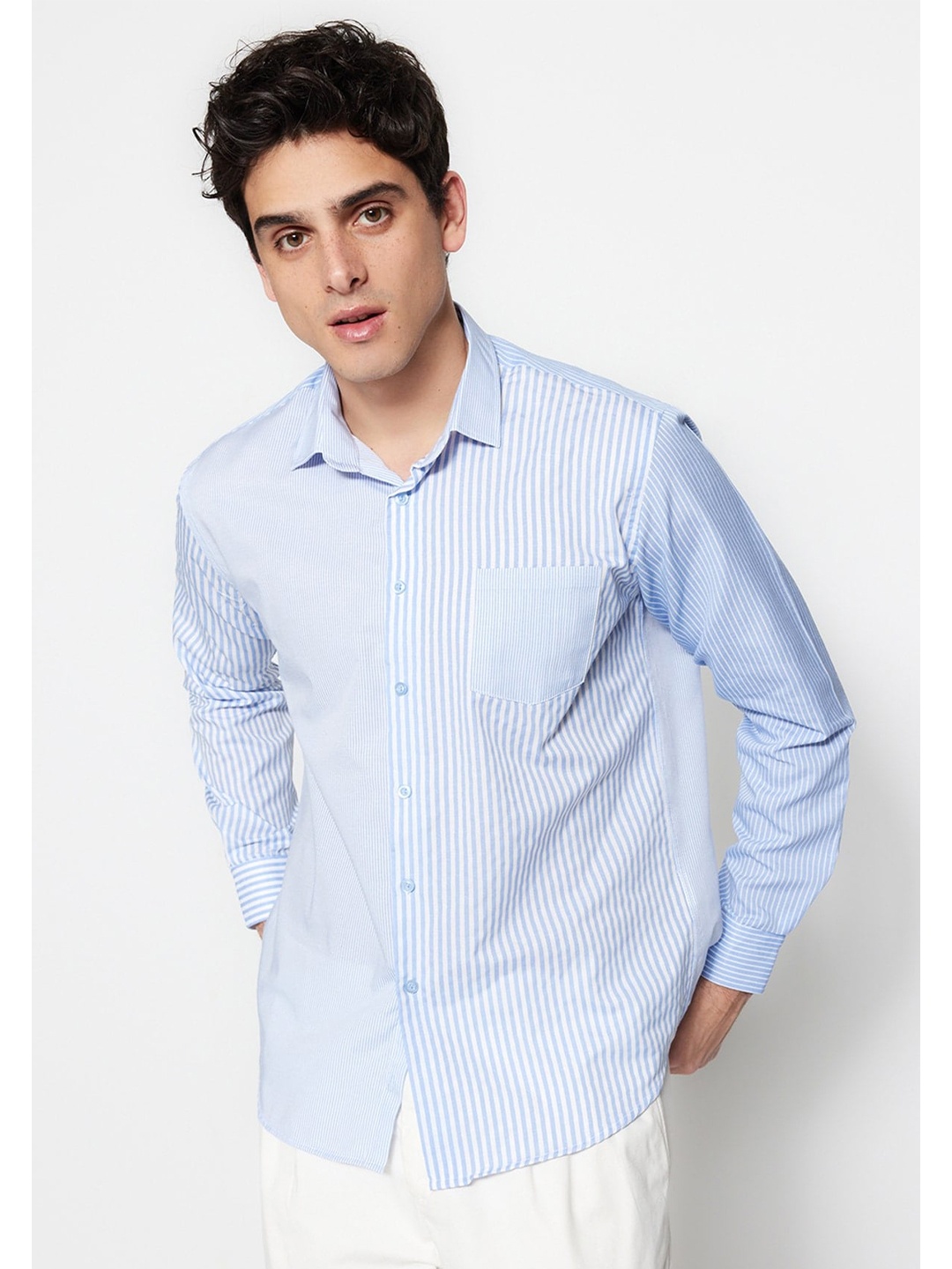 

Trendyol Striped Contemporary Opaque Casual Shirt, Blue
