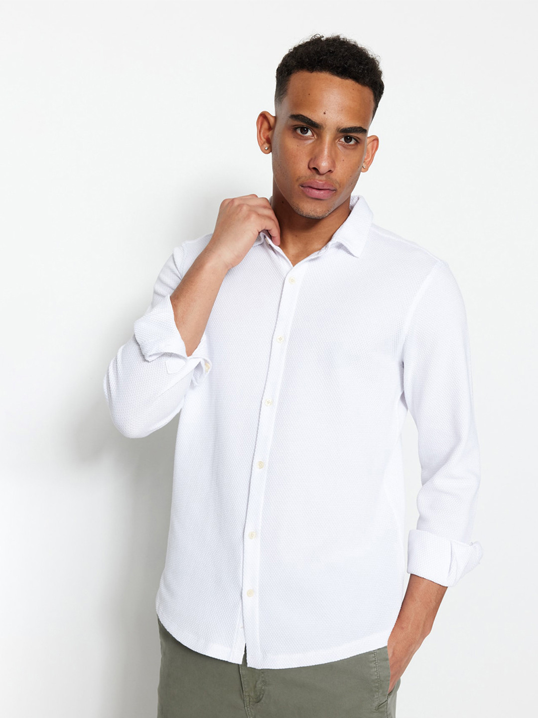 

Trendyol Contemporary Fit Pure Cotton Casual Shirt, White
