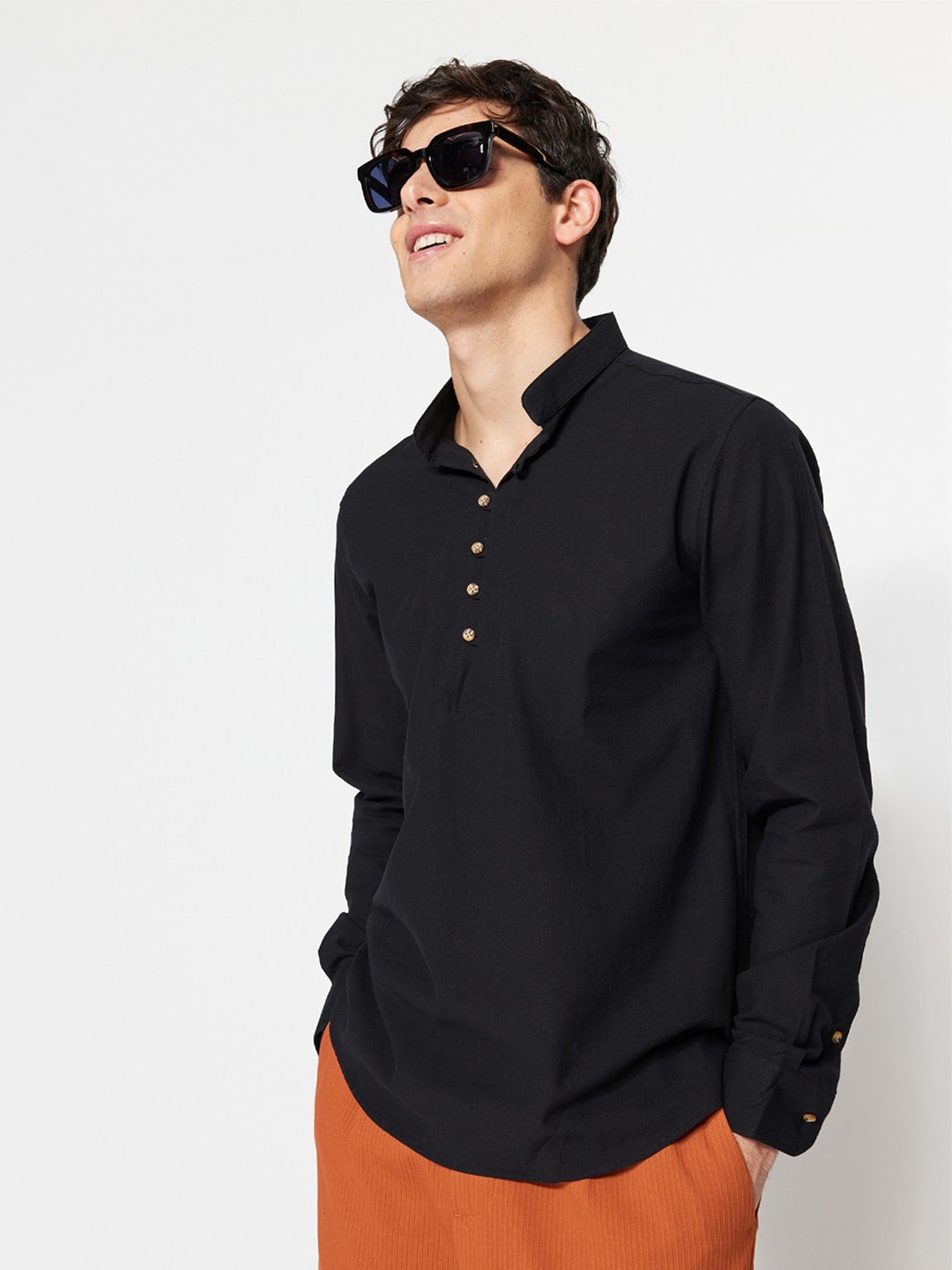 

Trendyol Mandarin Collar Contemporary Opaque Casual Shirt, Black