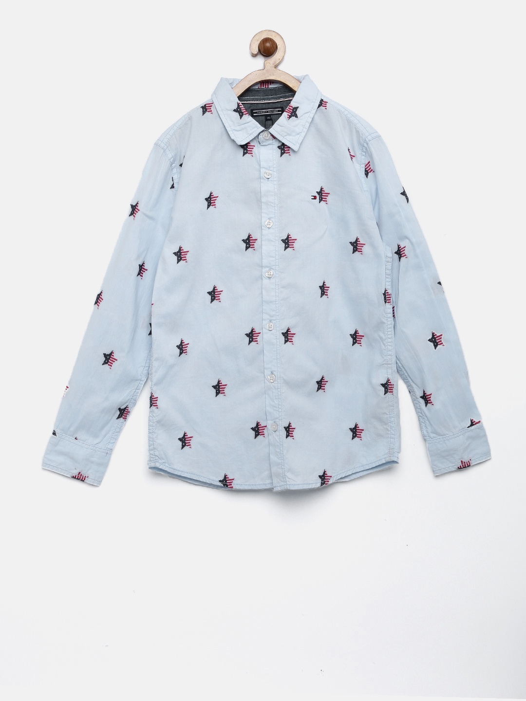 

Tommy Hilfiger Boys Blue Regular Fit Self Design Casual Shirt