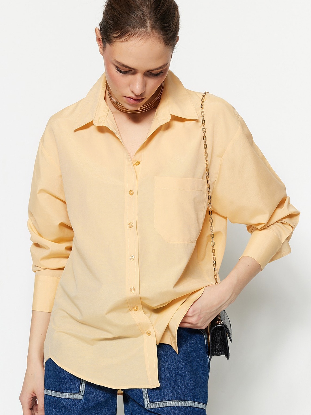 

Trendyol Women Contemporary Regular Fit Casual Shirt, Cream