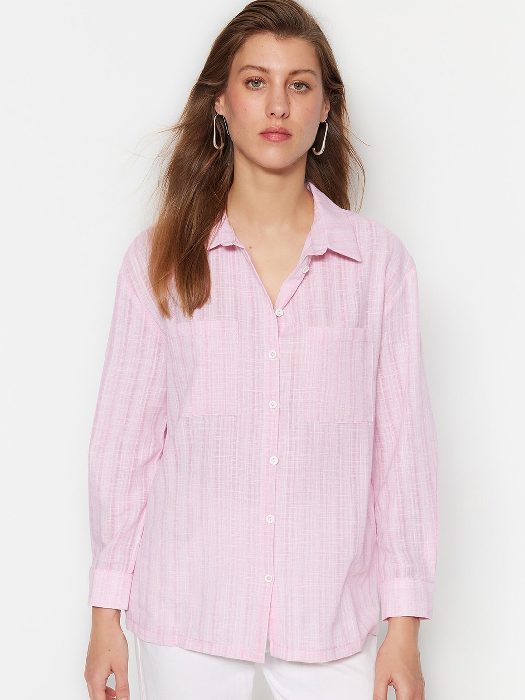 

Trendyol Striped Contemporary Opaque Casual Shirt, Pink