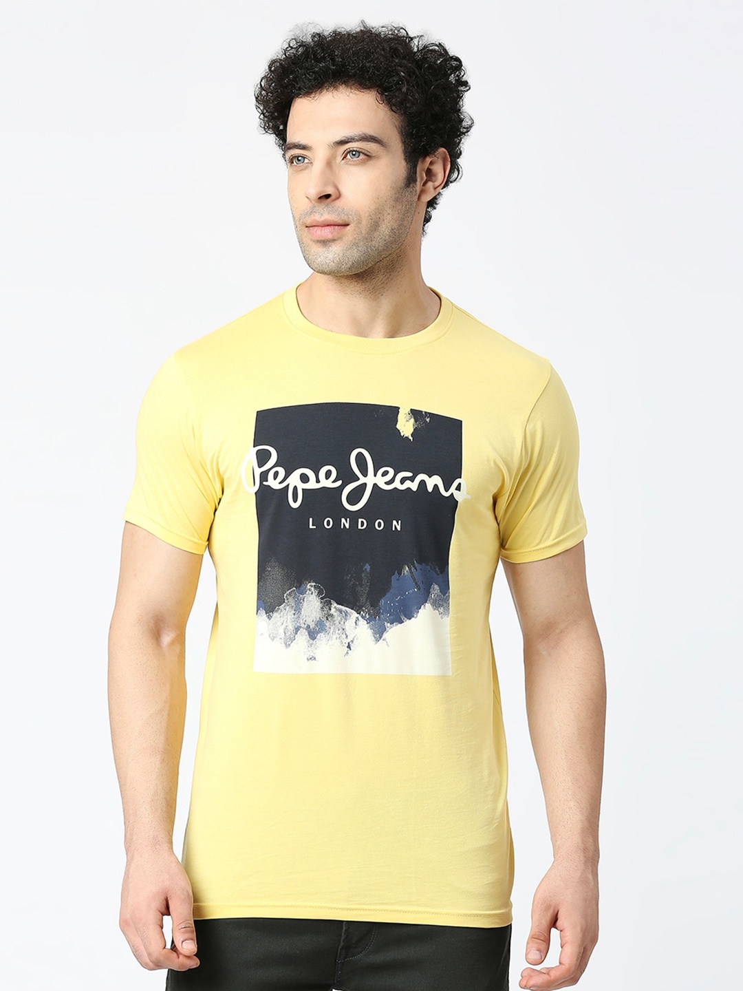 

Pepe Typography Printed Slim Fit Cotton T-shirt, Yellow