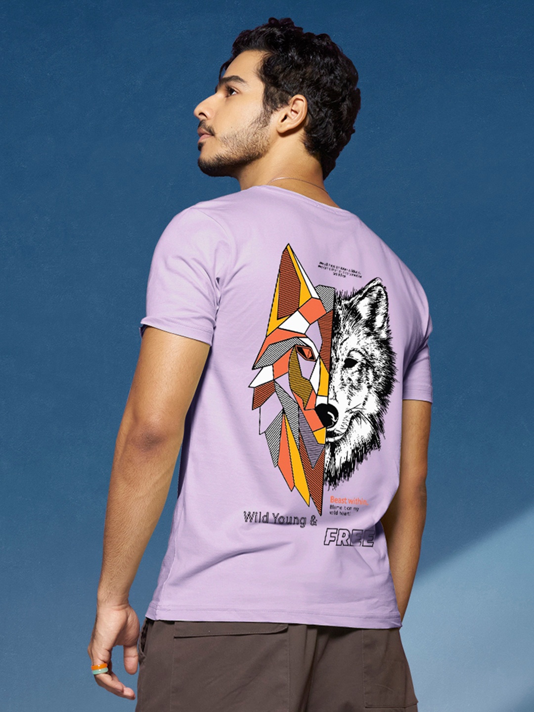 

Bewakoof Graphic Printed Pure Cotton T-shirt, Purple