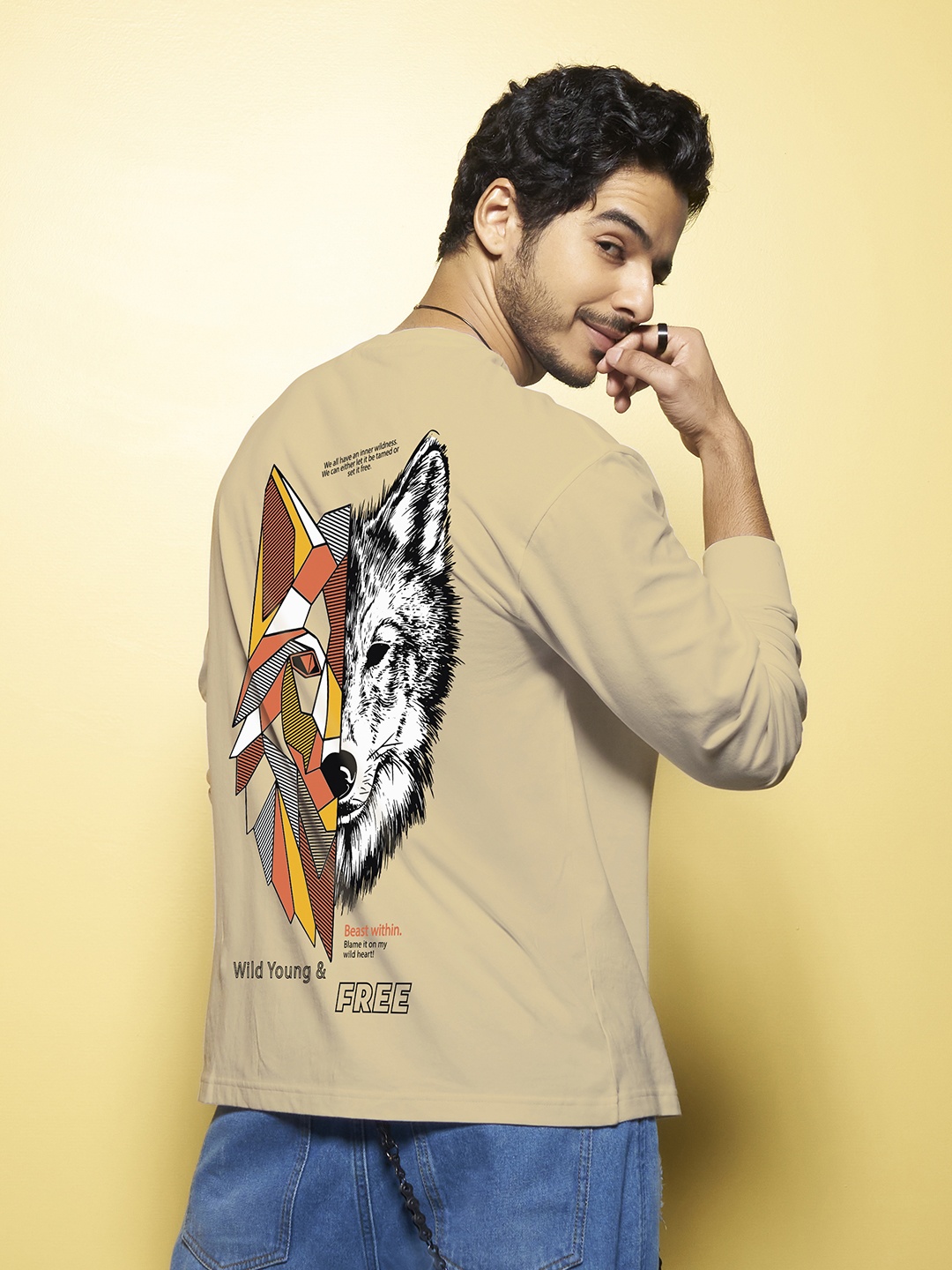 

Bewakoof Graphic Printed Pure Cotton Oversized Fit T-shirt, Brown