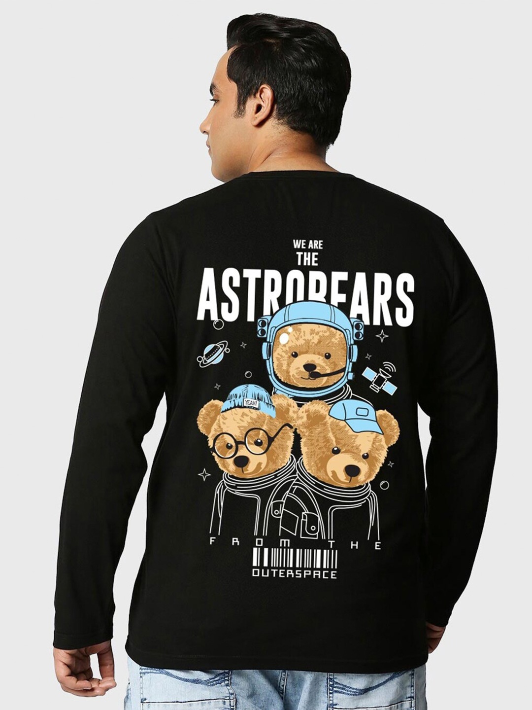 

Bewakoof Astrobears Typography Back Print Plus Size T-shirt, Black