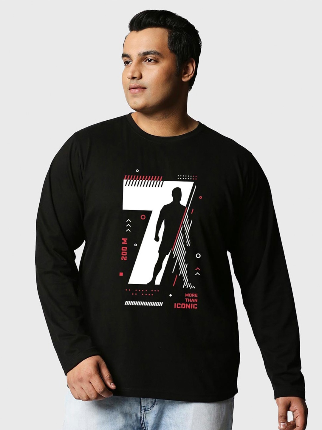 

Bewakoof Men CR 200M Graphic Printed Plus Size T-shirt, Black