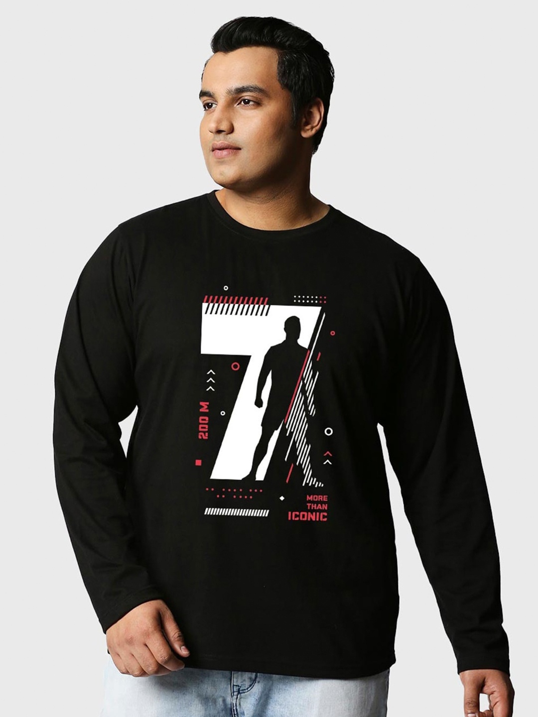 

Bewakoof Men CR 200M Graphic Printed Oversized Plus Size T-shirt, Black