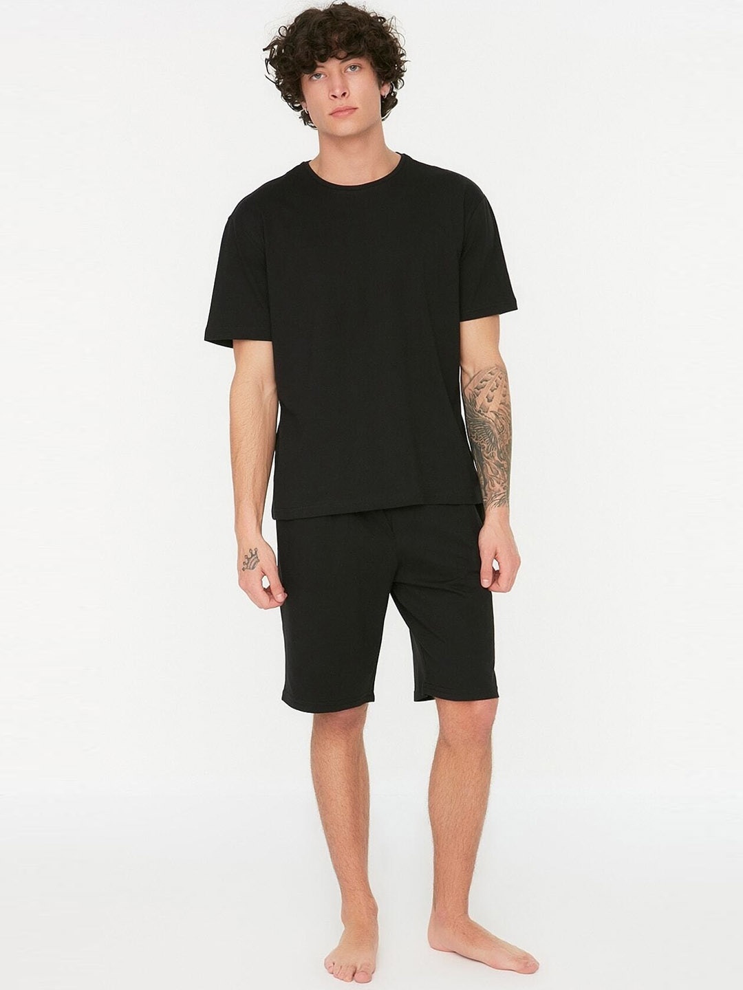 

Trendyol Pure Cotton Night Suit, Black