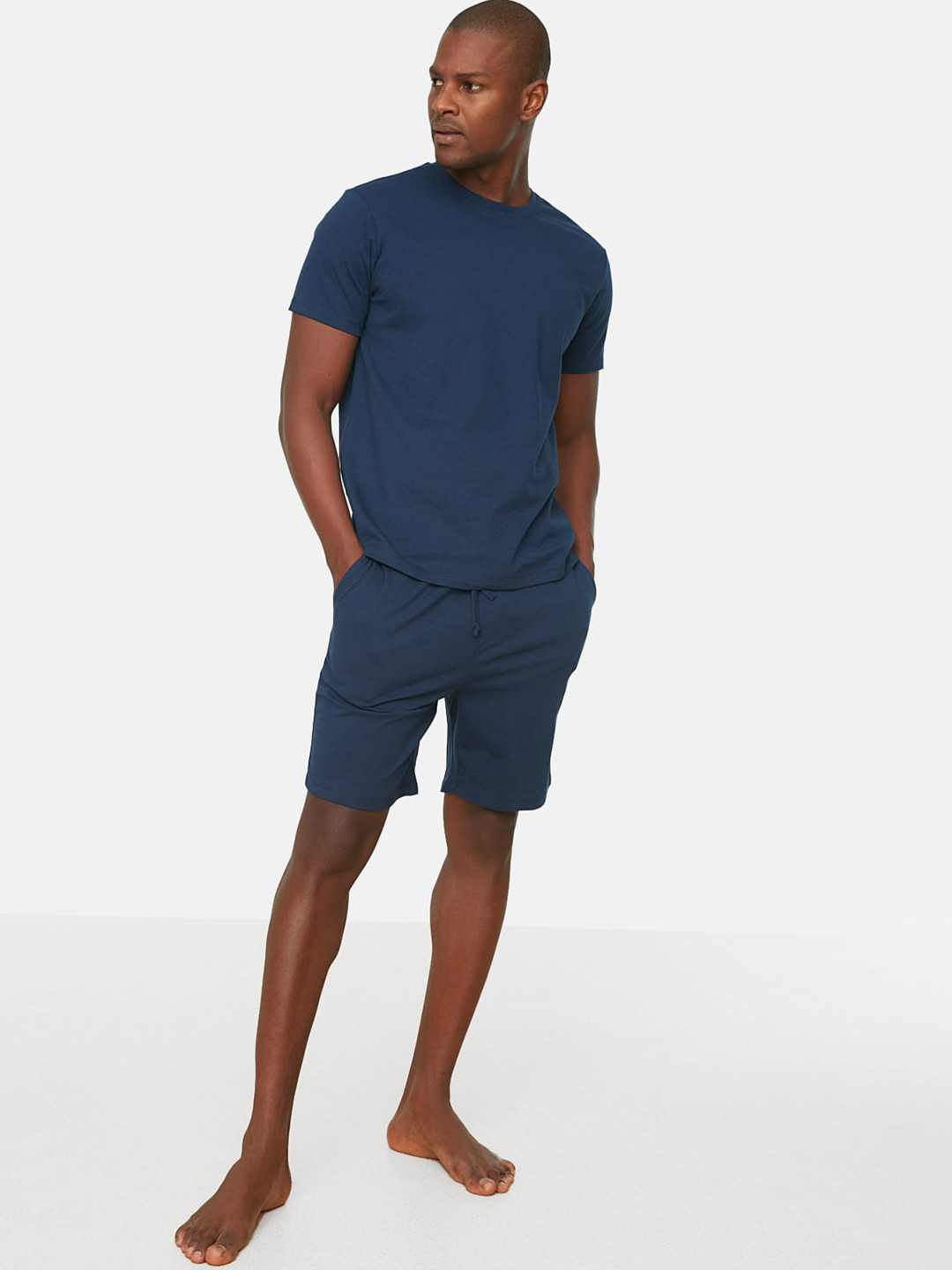 

Trendyol Pure Cotton Night Suit, Navy blue