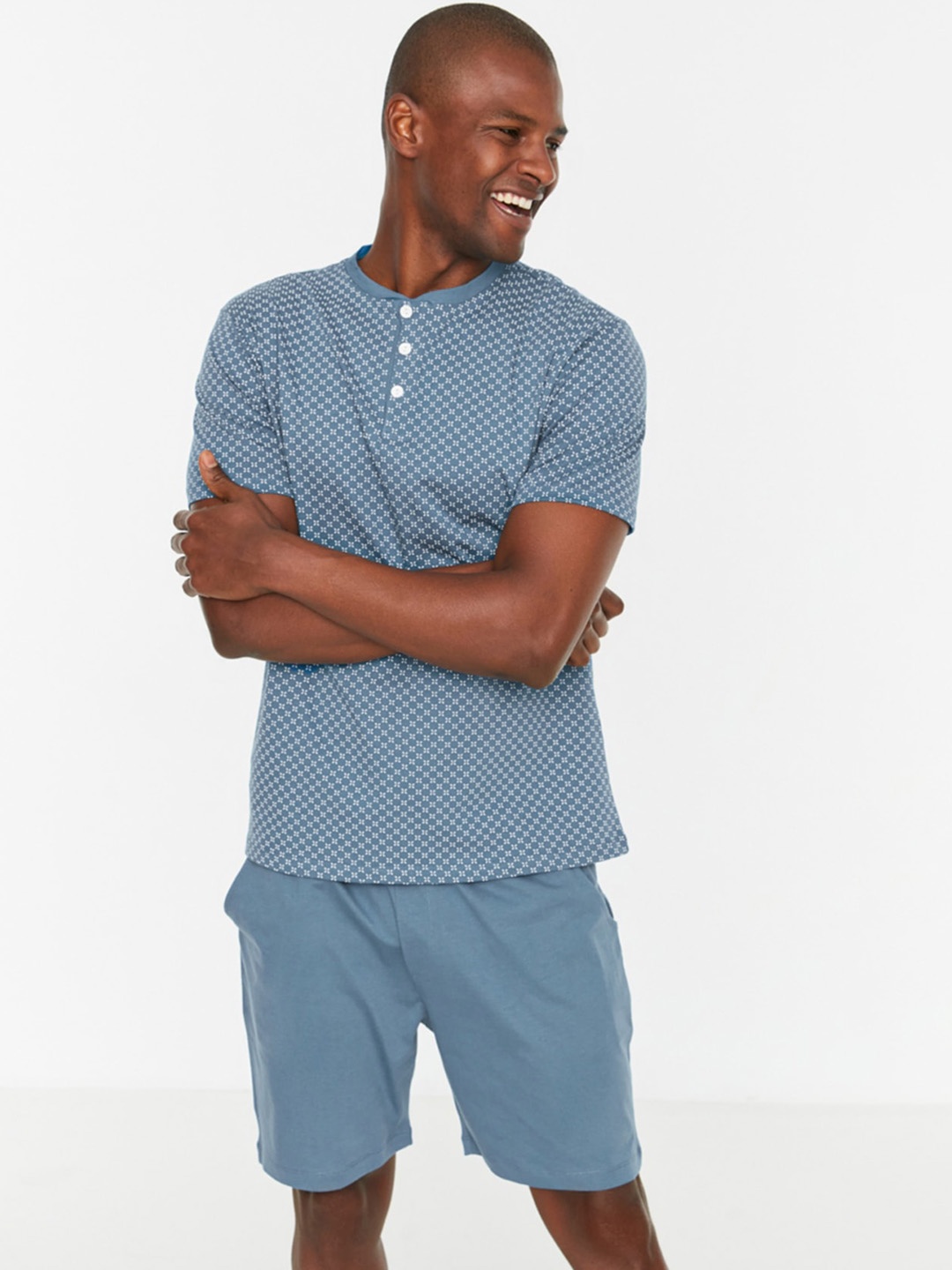 

Trendyol Pure Cotton Night Suit, Blue