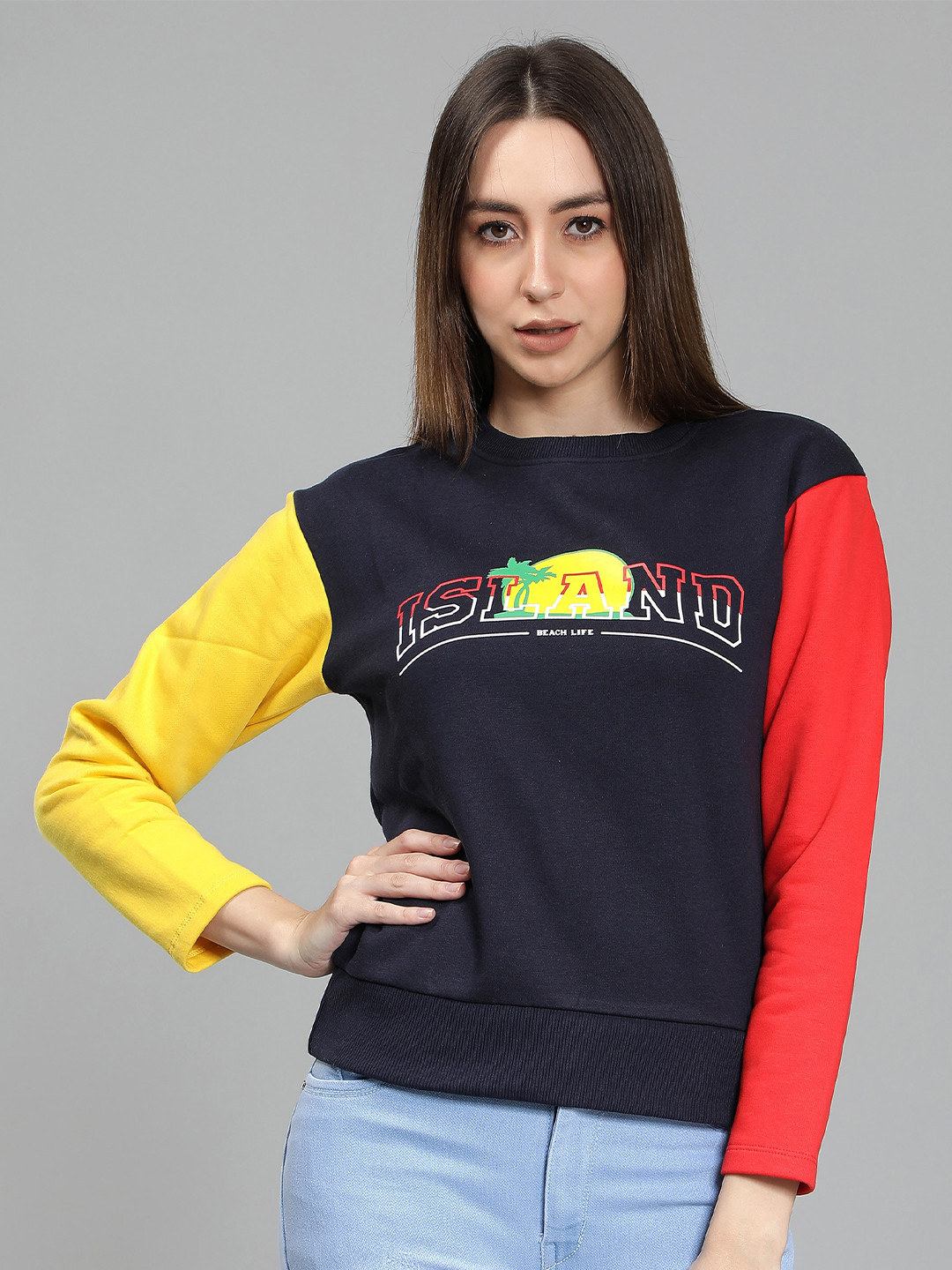 

Nimble Typography Printed Cotton Sweatshirt, Navy blue